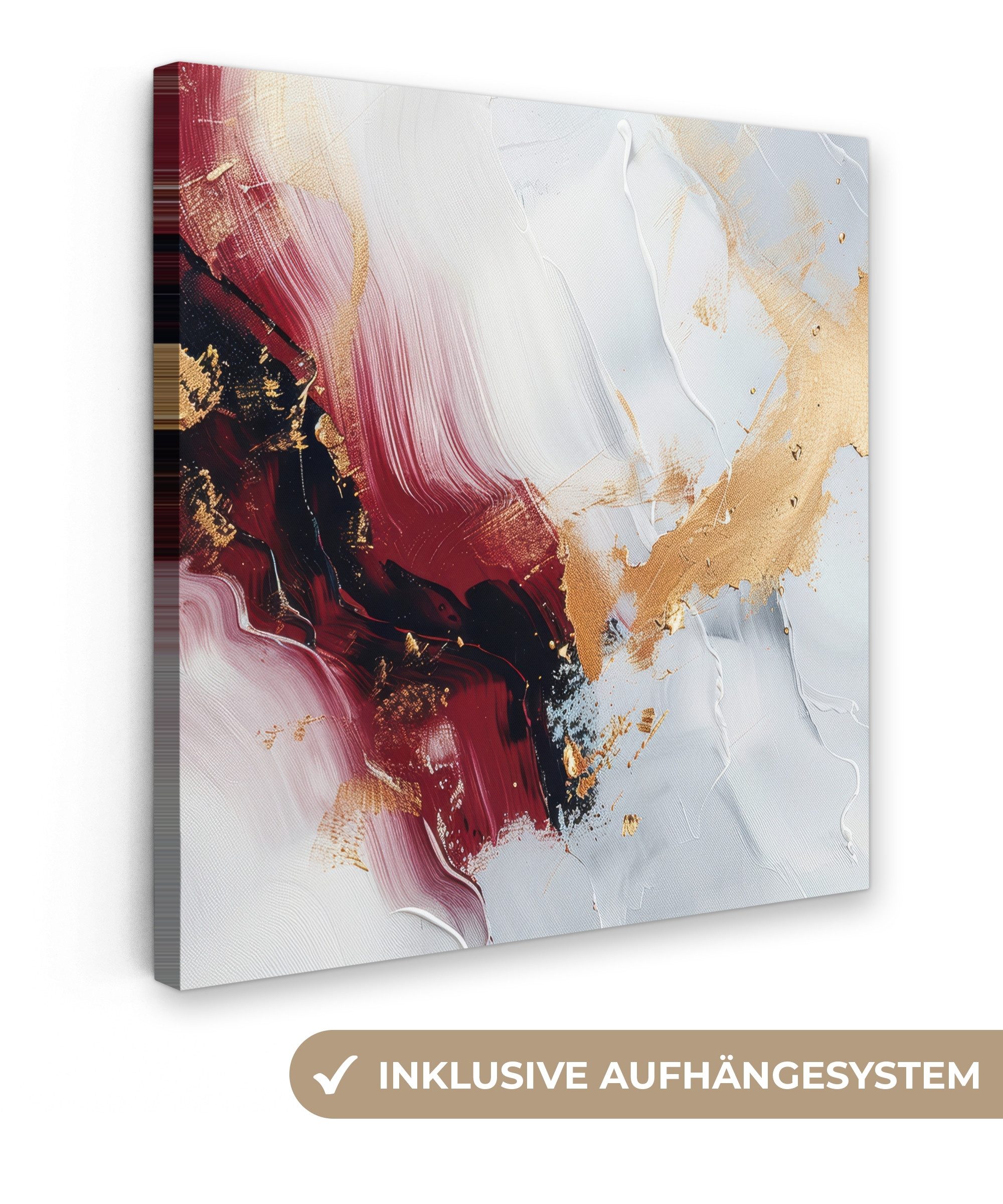 OneMillionCanvasses® Leinwandbild Rot - Abstrakt - Gold - Modern, Fotodruck günstig online kaufen