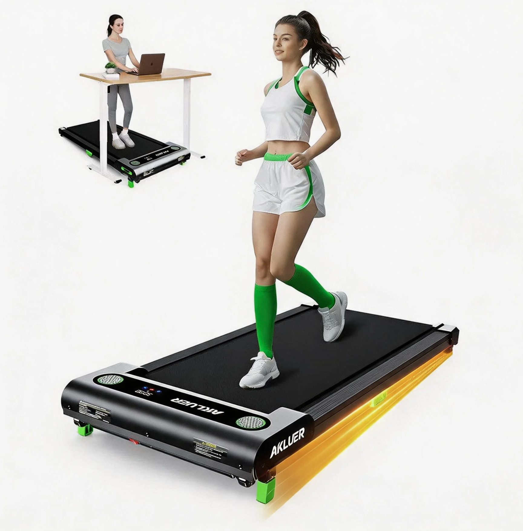 Akluer Laufband Heim-Laufbänder mit Steigung, Walking Pad mit LED 1-6KM/H, 2.5HP, Laufband mit Fernbedienung für Zuhause & Büro, bis 150 kg