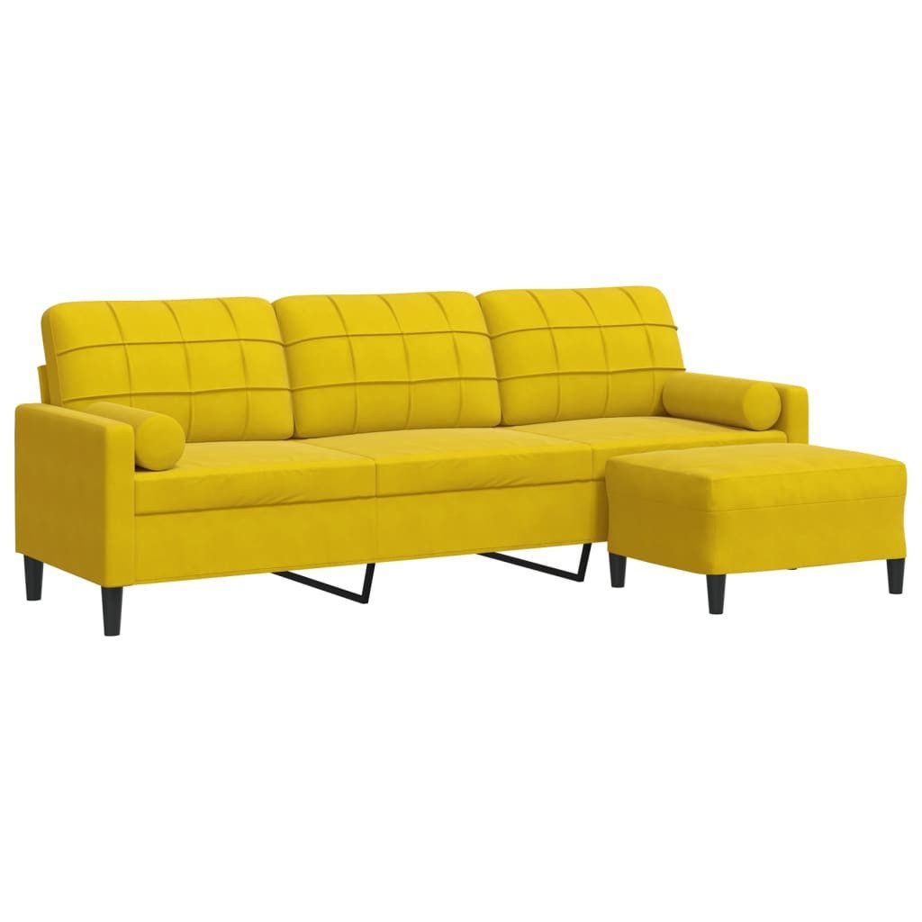 vidaXL Sofa Sofa 3-Sitzer mit Hocker Gelb 210 cm Samt günstig online kaufen