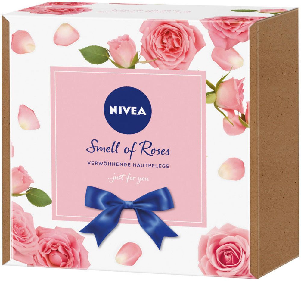Nivea Pflege-Geschenkset SMELL OF ROSES, 6-tlg., mit Rosenwasser Waschgel