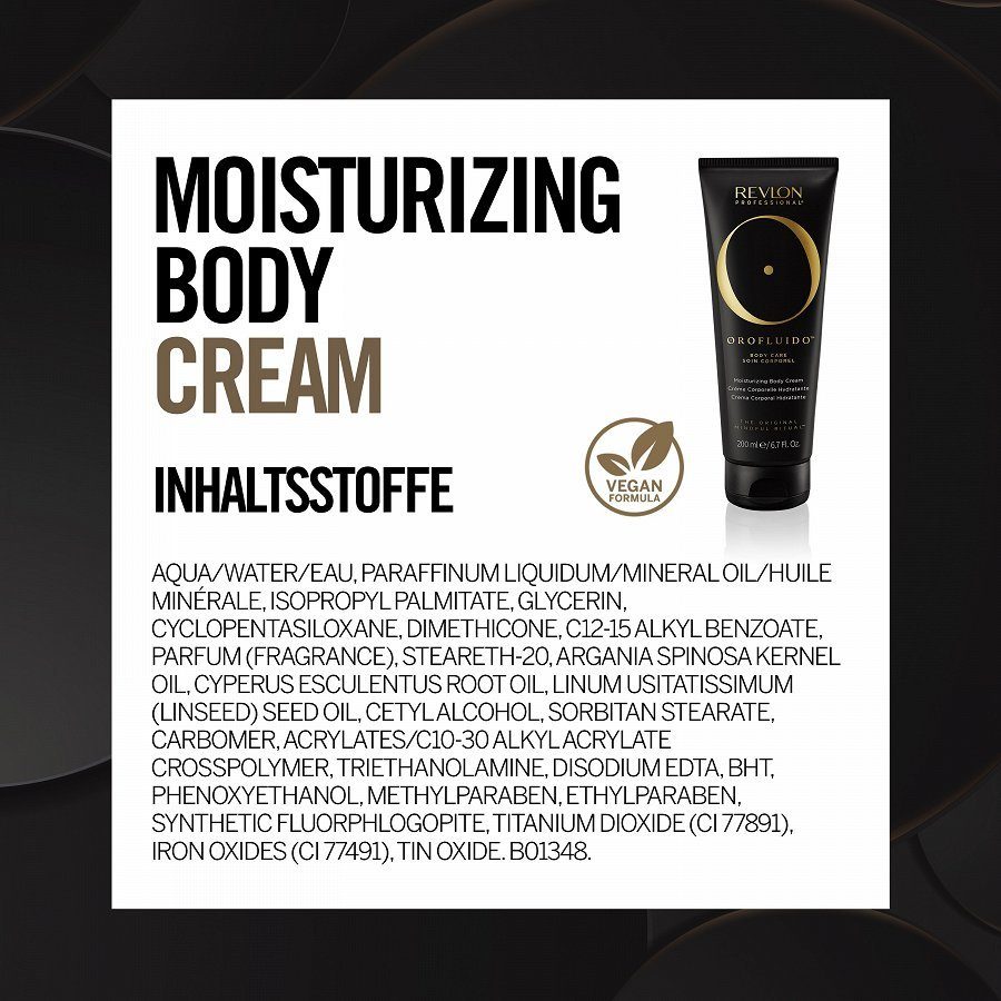 REVLON PROFESSIONAL Körpercreme OROFLUIDO MOISTURIZING BODY CREAM, mit Argan-Öl angereichert, feuchtigkeitsspendend