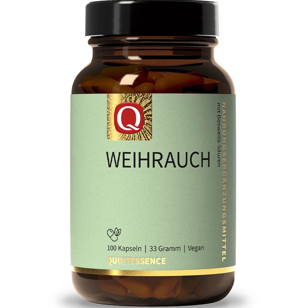 Quintessence Weihrauch – Boswellia Serrata Extrakt mit 65 % Boswelliasäuren - 100 Kapseln, 33 g, Hochwertige Premiumqualität - vegan - vom Baum Salai Guggal