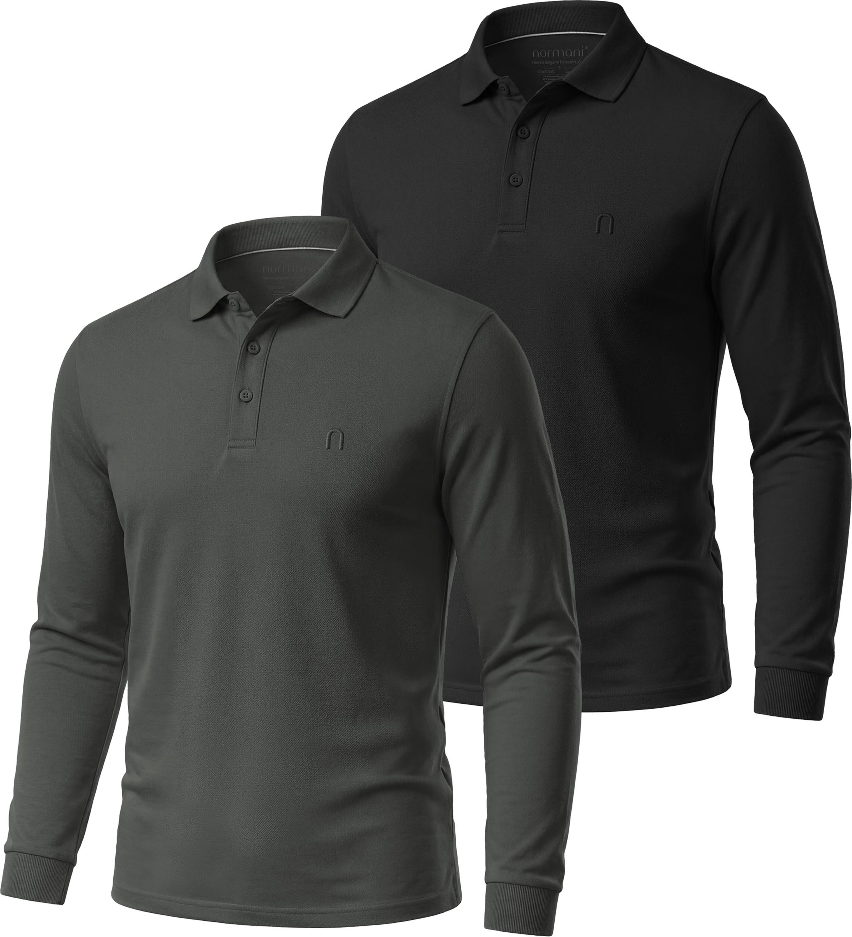 normani Langarmshirt 2er Set Herren Langarm Poloshirt Lyroe Longsleeve Poloshirt 2er Pack für Männer