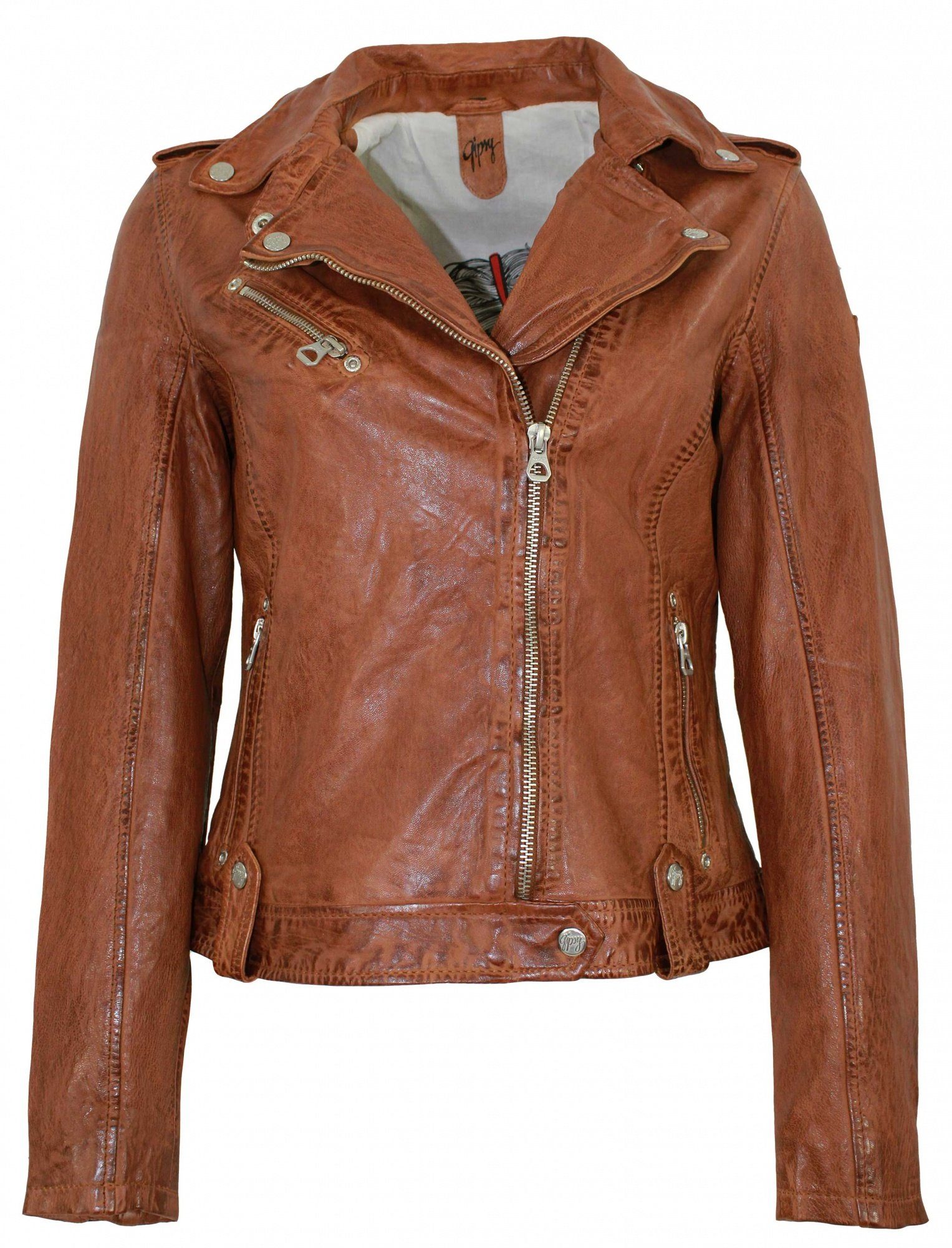 Gipsy Lederjacke, Gipsy - Damen Lederjacke Bikerjacke Lammnappa cognac-braun online kaufen | OTTO