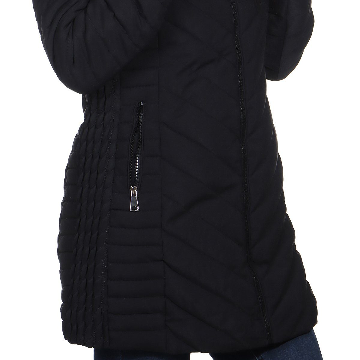 Aurela Damenmode Steppjacke Damen Outdoor Jacke mit Teddyfell - LH105 - mit Kapuze mit Teddyfell