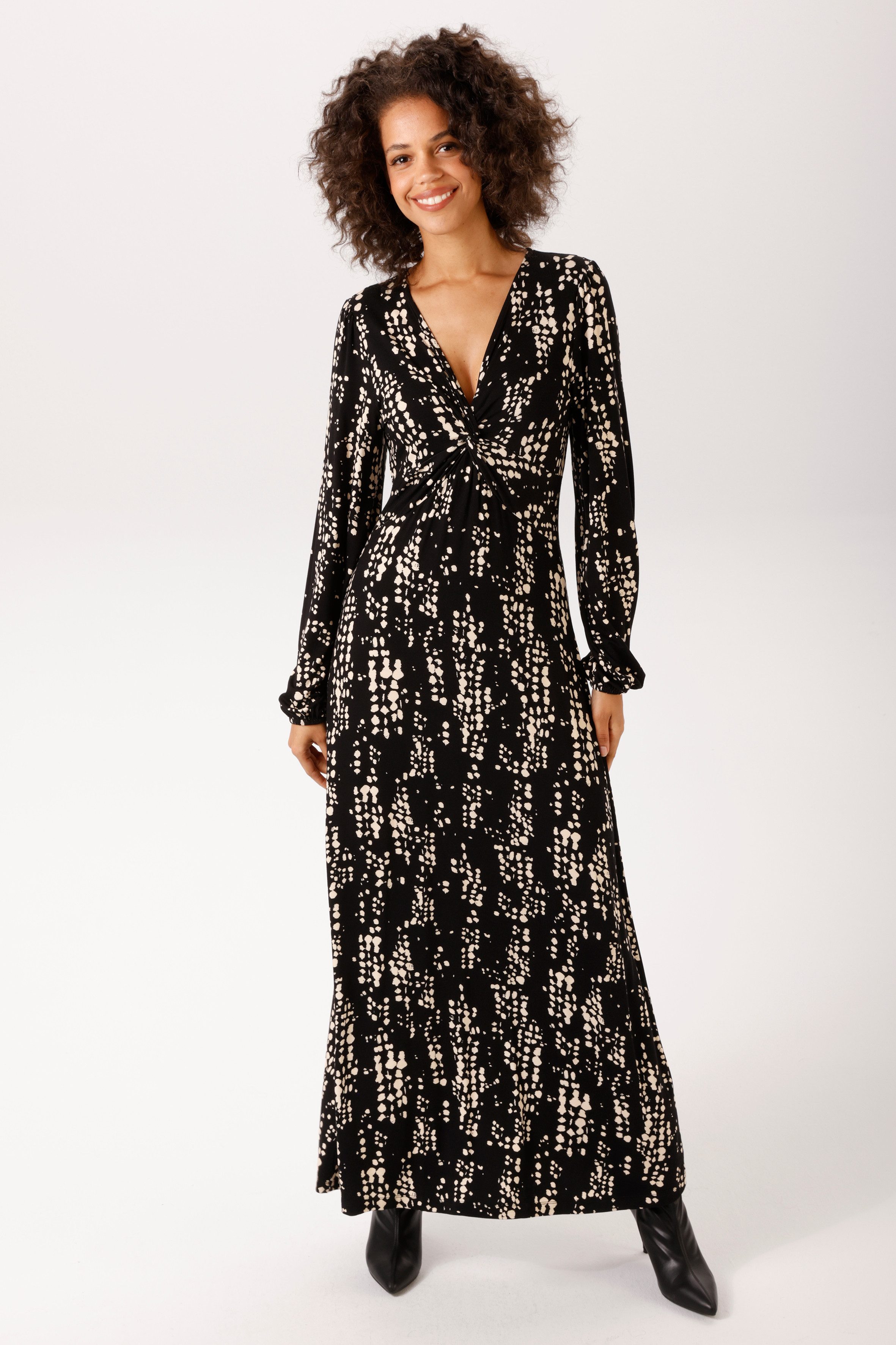 Aniston CASUAL Maxikleid mit raffiniertem Knoten am Dekolleté - NEUE KOLLEKTION