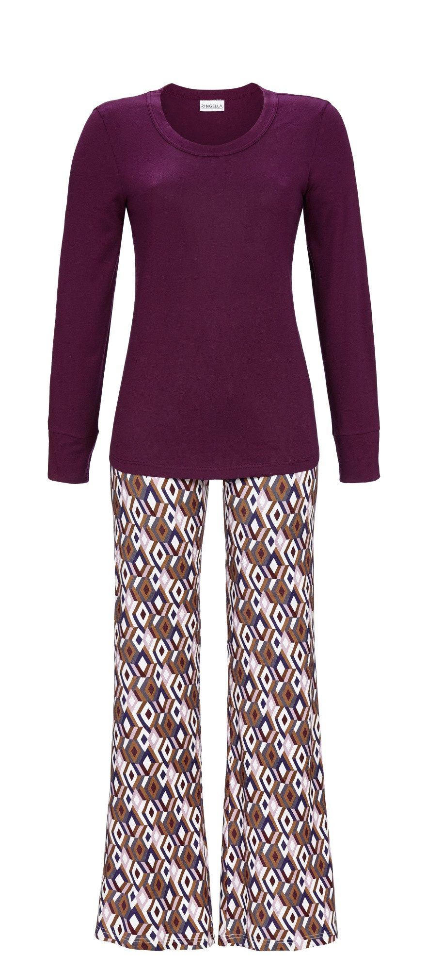 Pyjama mit Rundhalsausschnitt und Bootcut-Hose