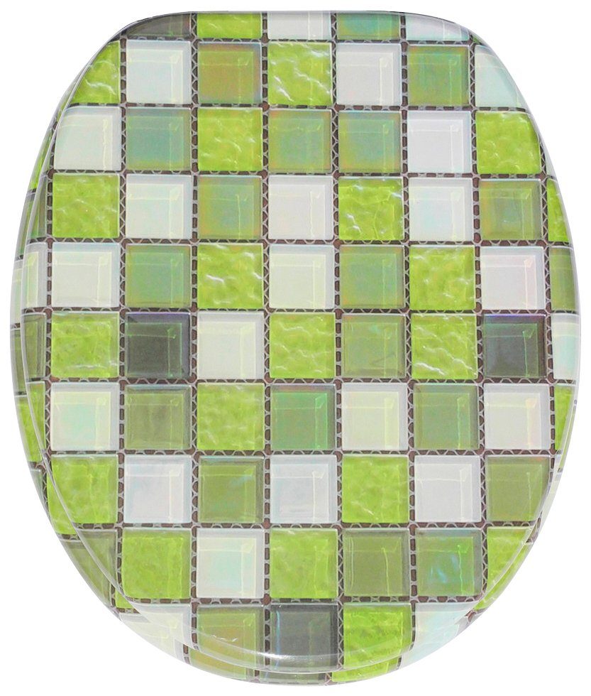 Sanilo WC-Sitz Mosaik Grün, mit Absenkautomatik