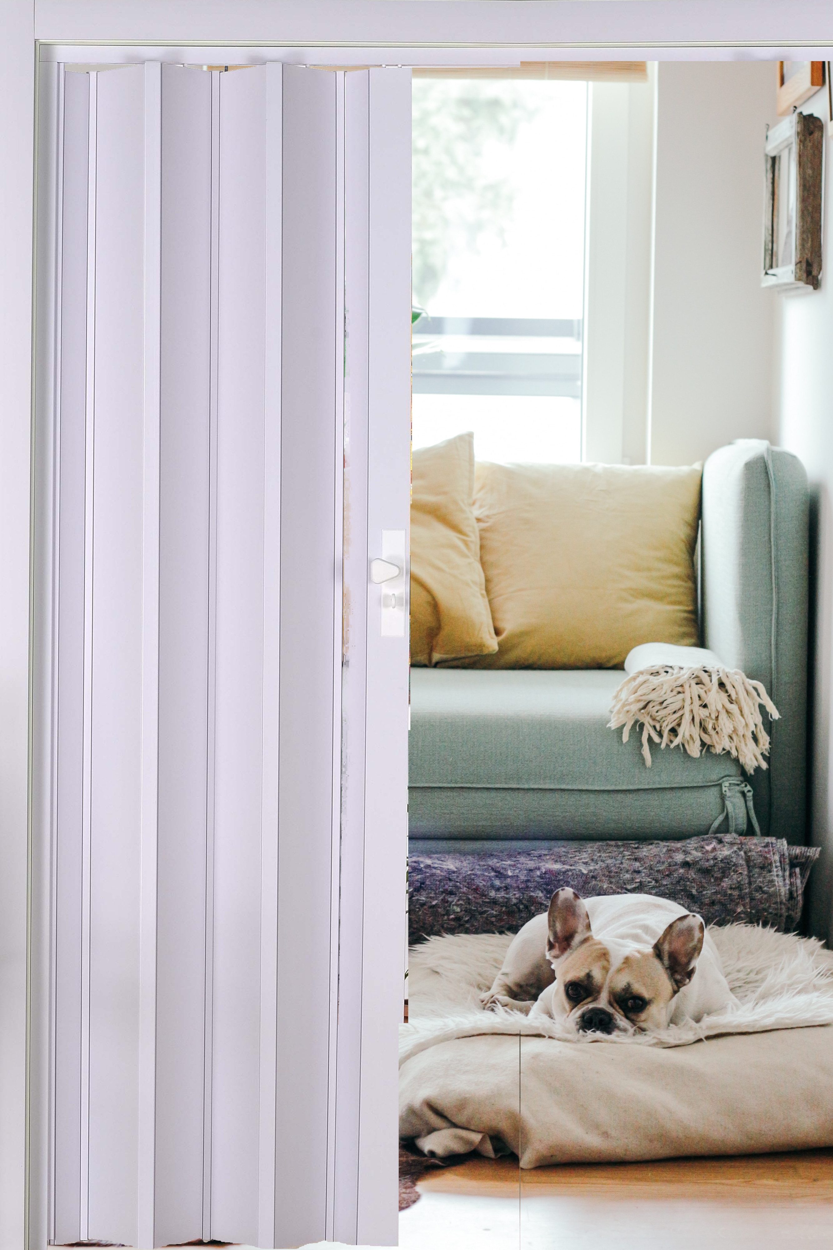 Forte Falttür Falttür Luciana B 88,5 x H 202 cm weiß Schiebetür Nischentür kürzbar (1 Stück), abwaschbar und für Naßräume geeignet