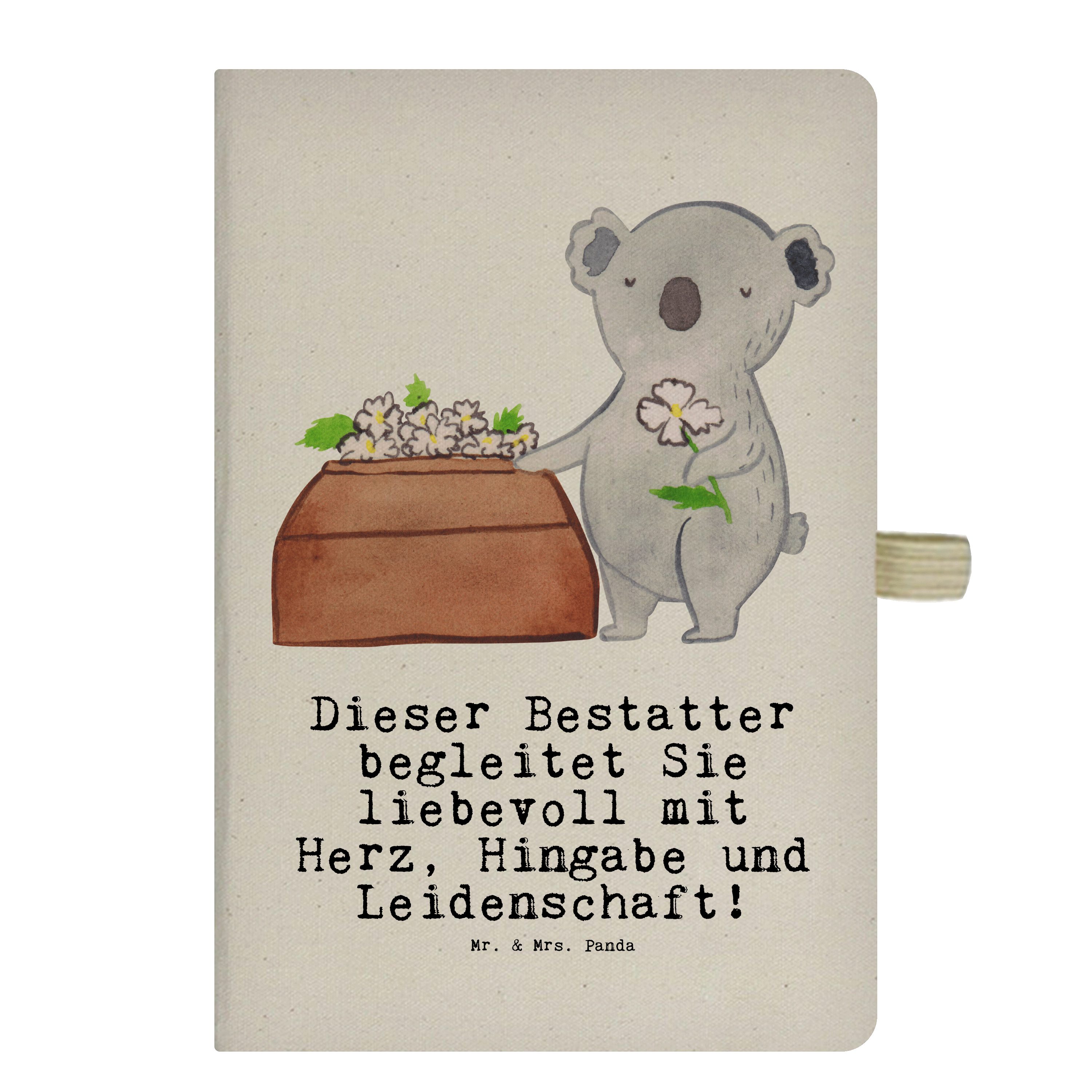 Mr. & Mrs. Panda Notizbuch Bestatter mit Herz - Transparent - Geschenk, Danke, Journal, Tagebuch Mr. & Mrs. Panda