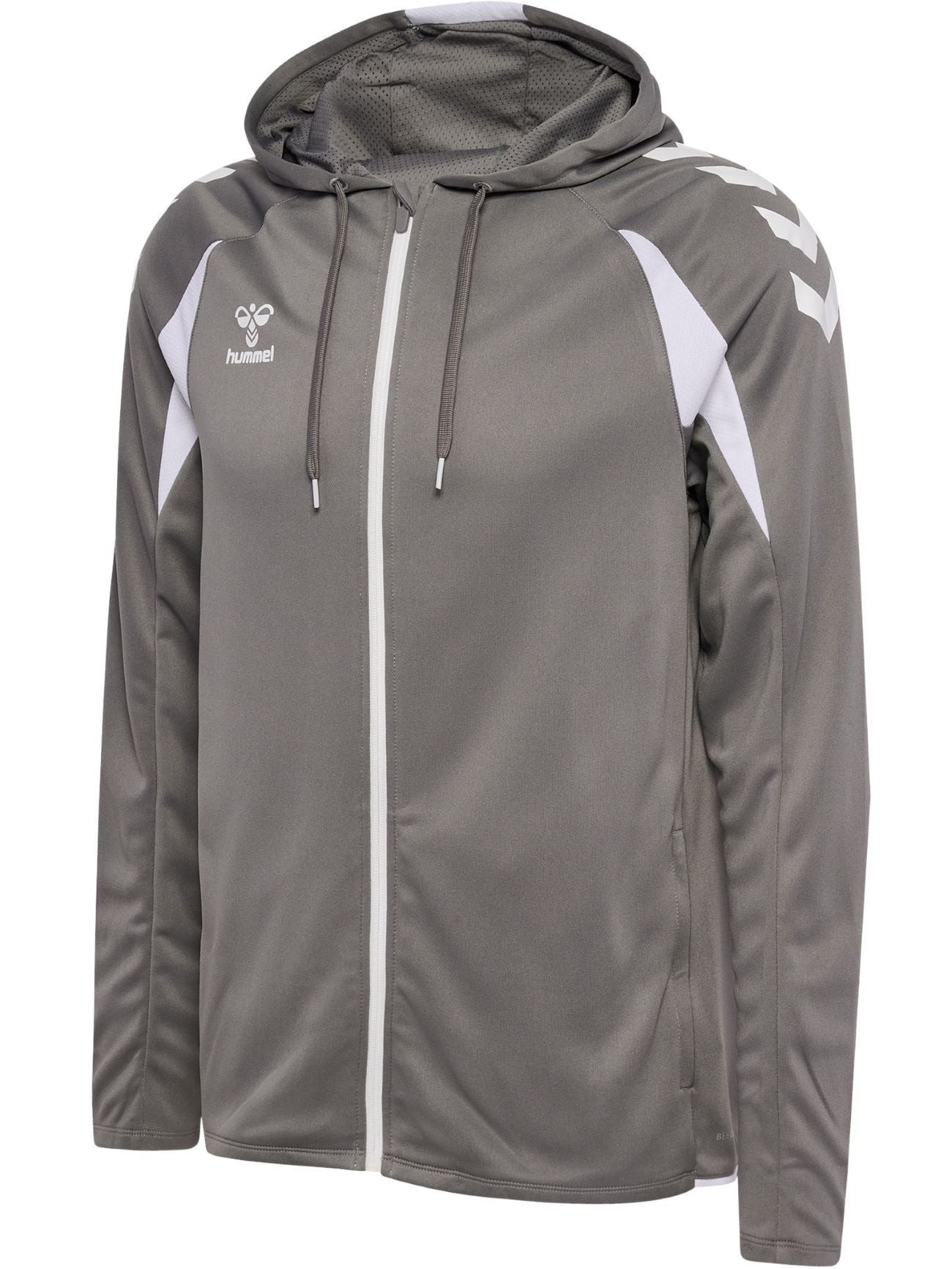 Kapuzenpullover hmlCORE 2.0 Full-Zip Hoodie (100% rec. Polyester) grau/weiss Herren