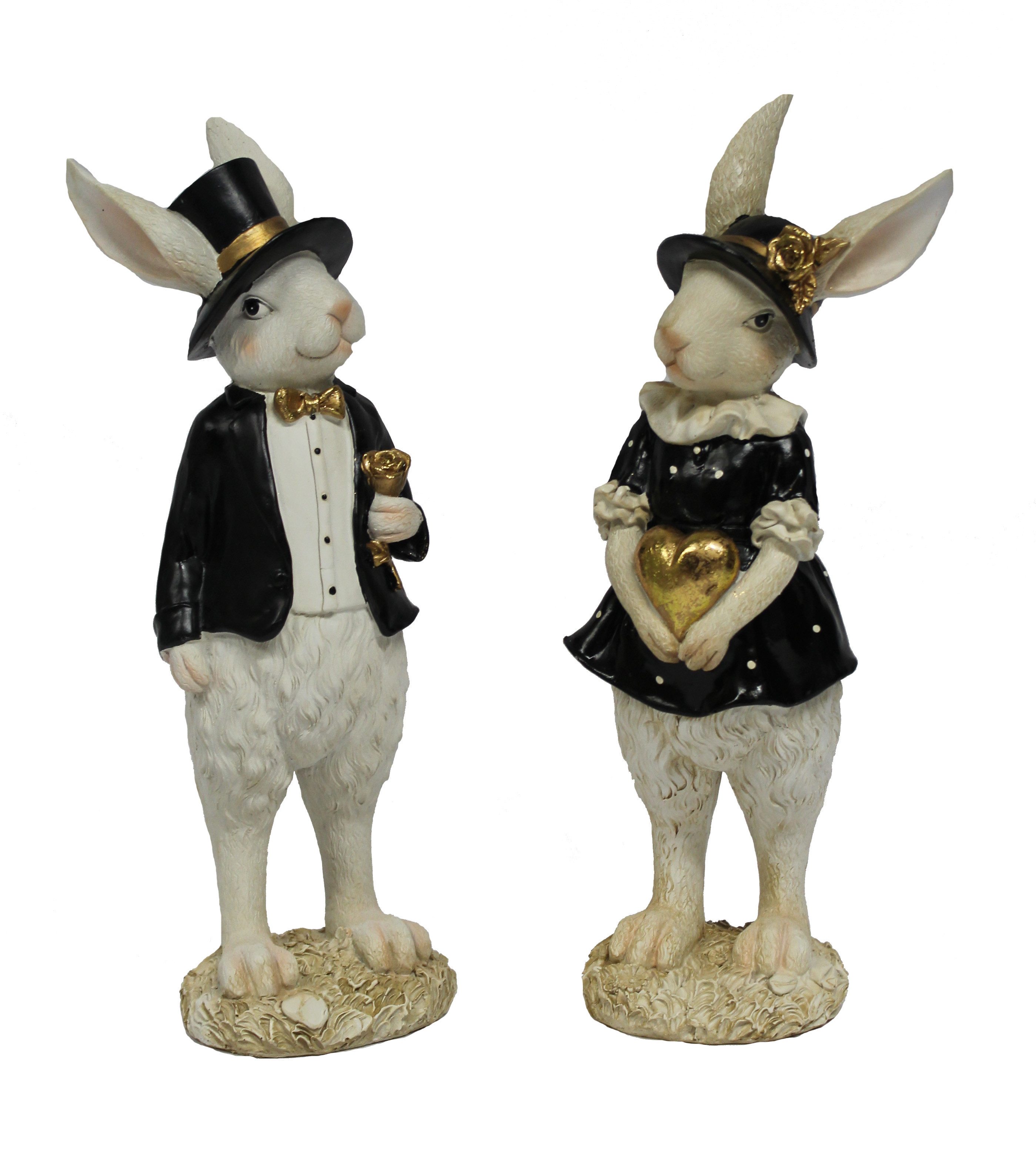 Wurm Osterhase Deko-Figuren-Set Frau Osterhase + Herr Osterhase schwarz/weiß