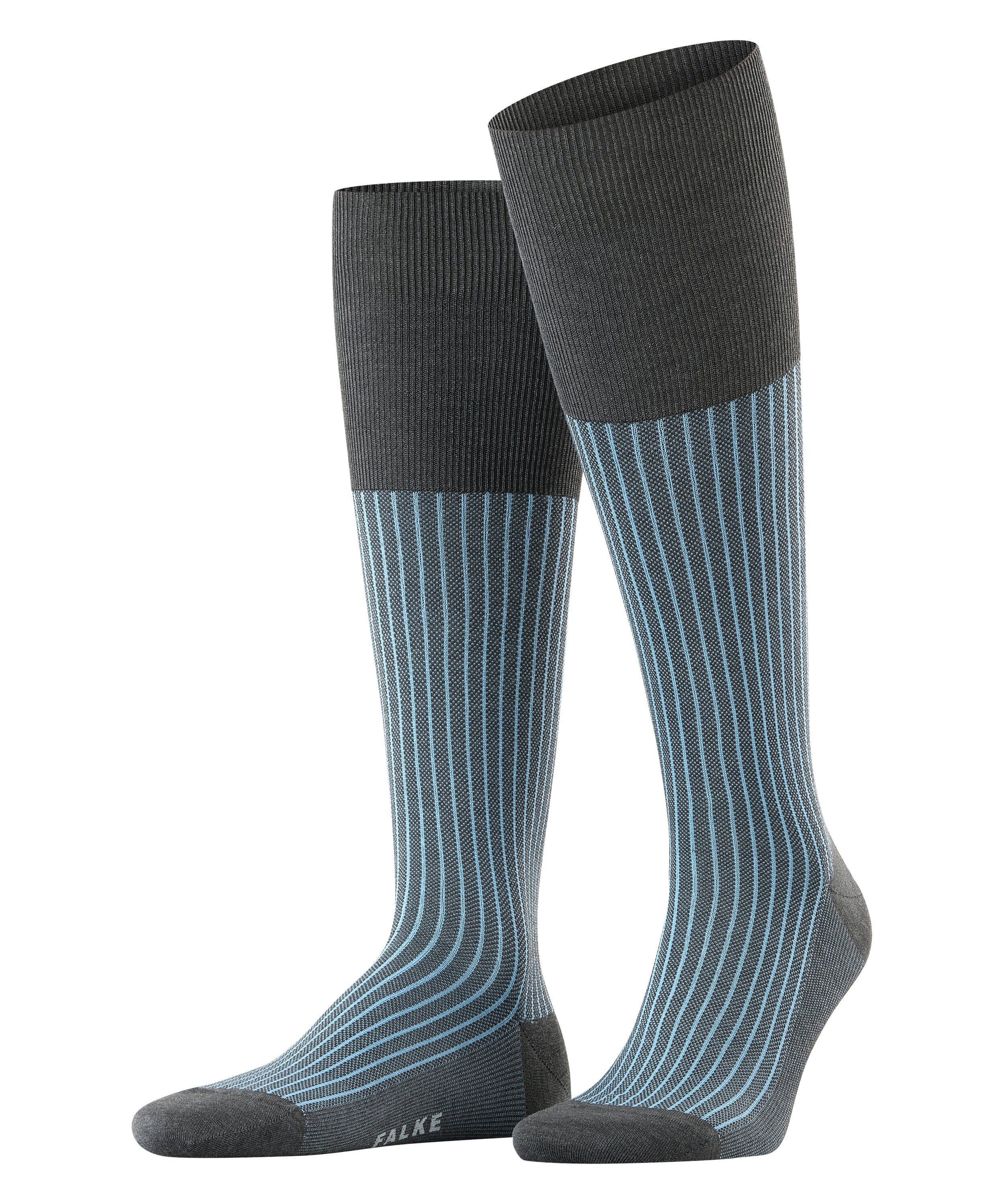 mel. (3098) Stripe FALKE d'Ecosse aus (1-Paar) Kniestrümpfe anthracite Baumwolle Oxford Fil