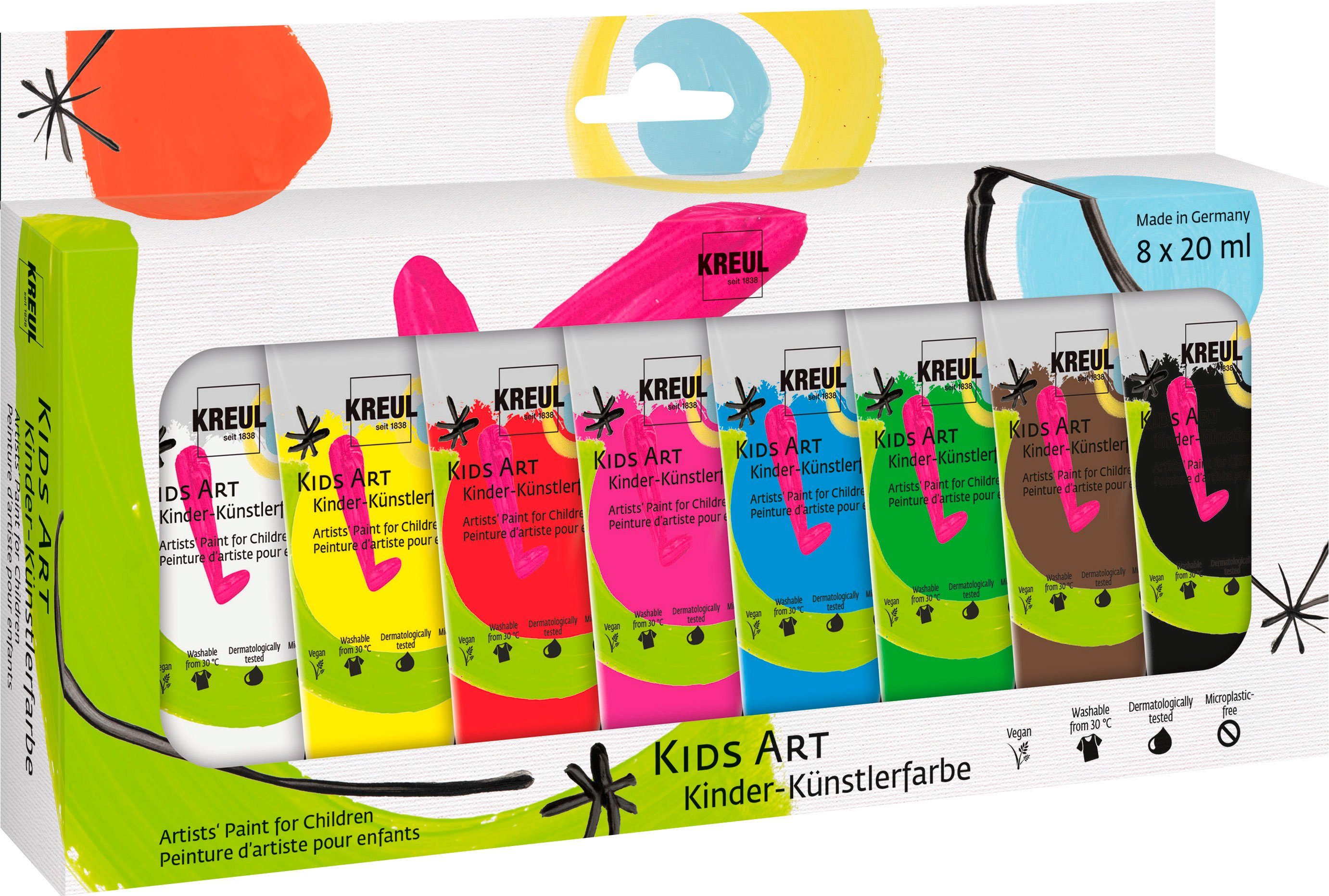 Kreul Acrylfarbe Kids Art Kinder-Künstlerfarbe, 8 x 20 ml