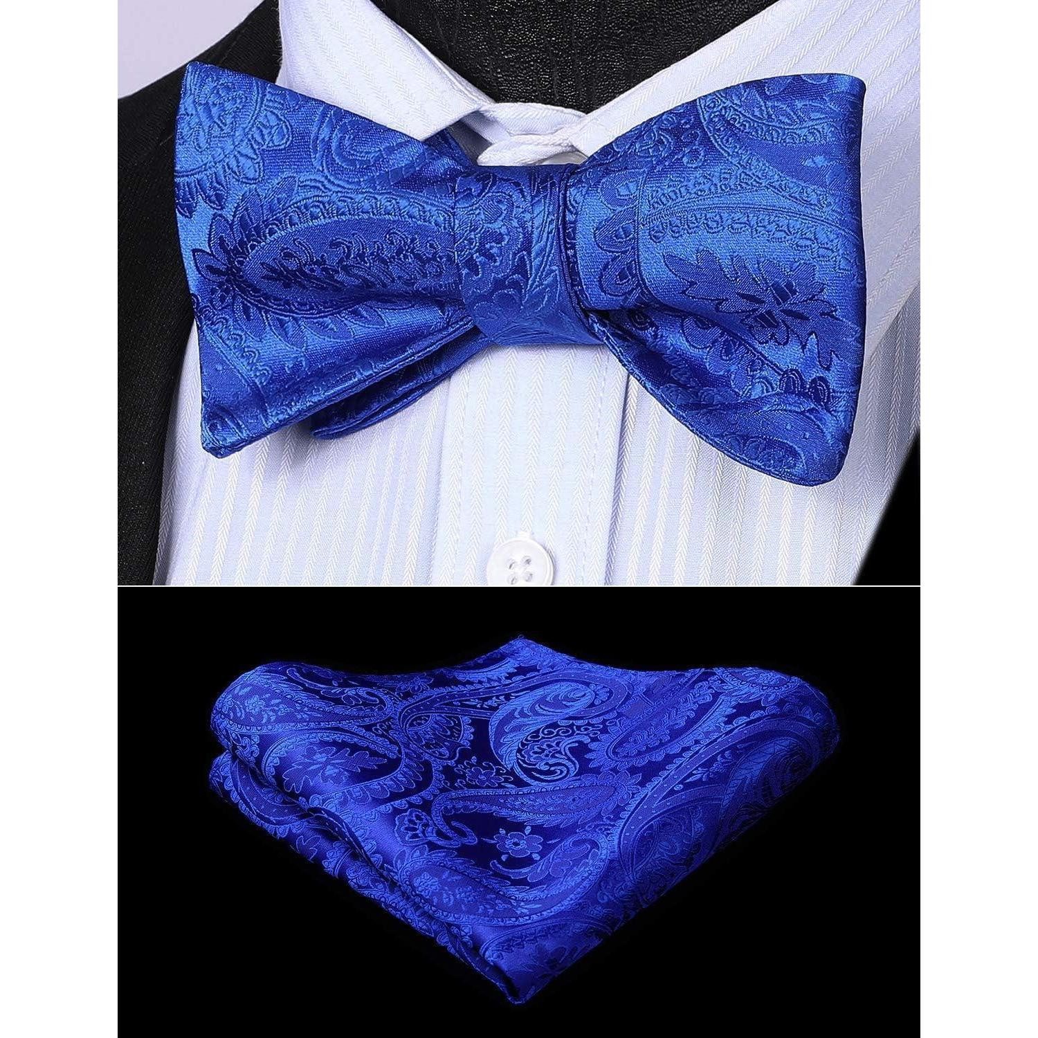LuxusKollektion Krawatte Einstecktuch Herren Paisleymuster Jacquard Hochzeit Party Blau Royal