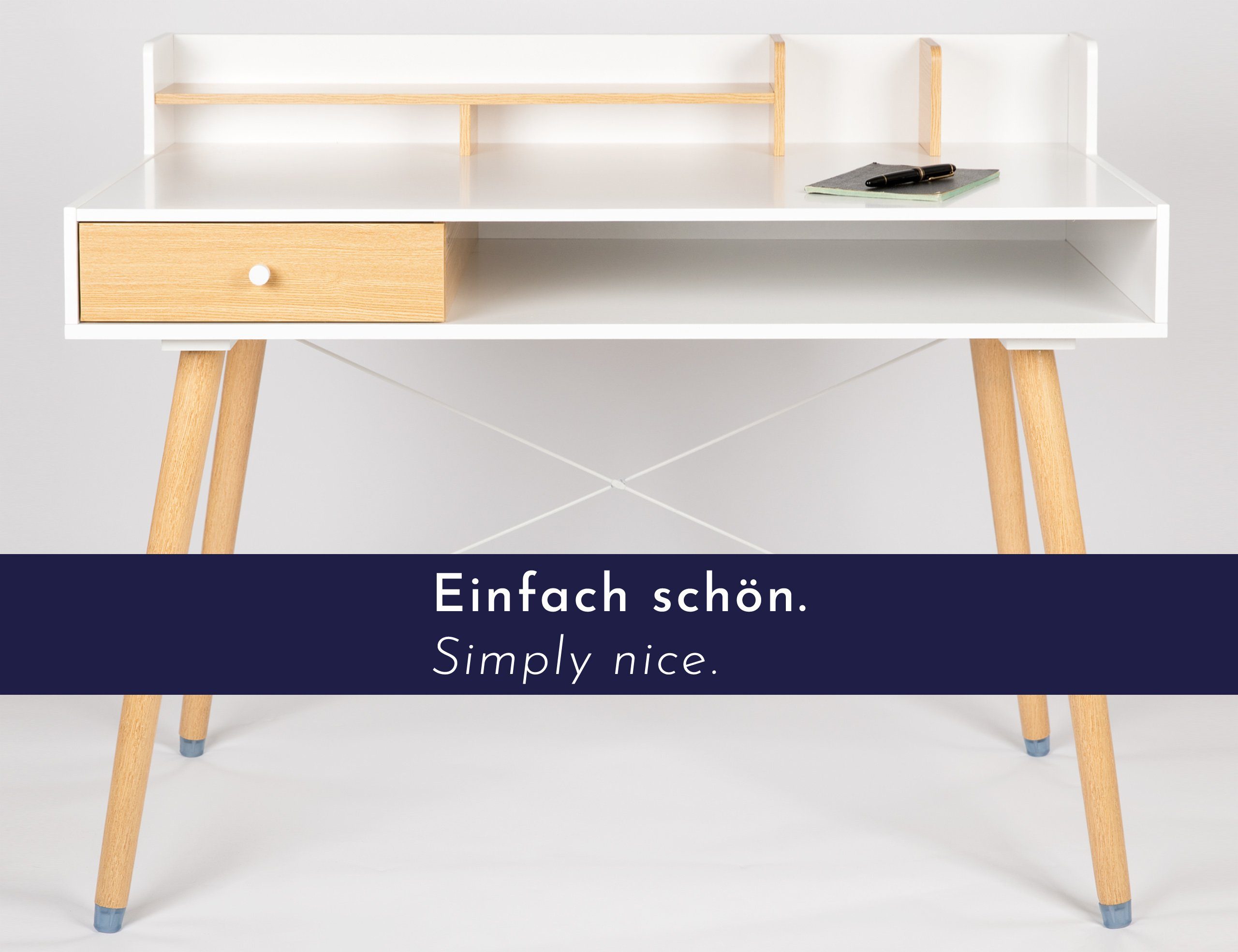 Schublade klein Schreibtisch Regal Holz Computertisch WONDERMAKE Bürotisch Schreibtisch weiß