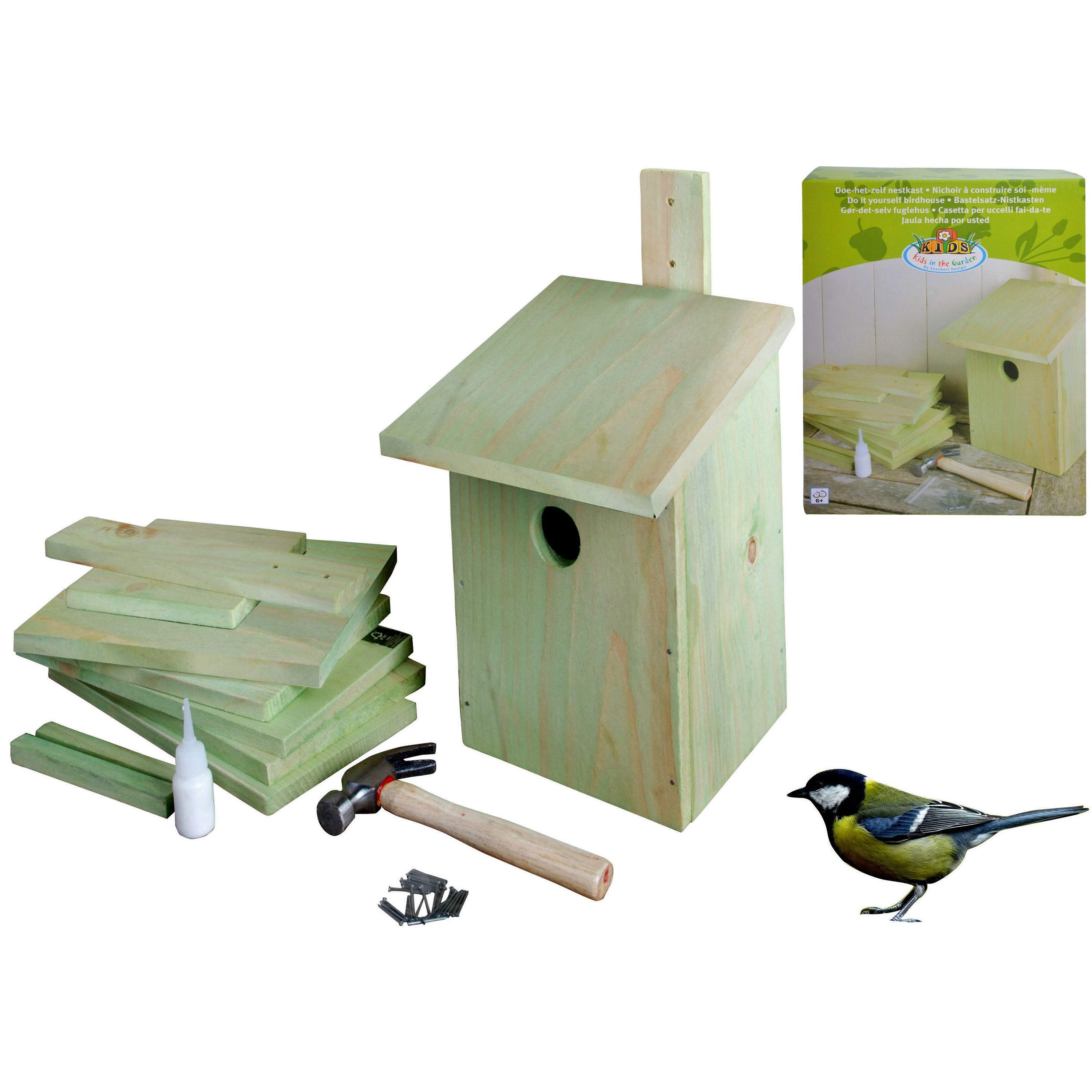 degawo Nistkasten BASTELSATZ NISTKASTEN Bausatz Bastelset Kinder Vogelhaus mit Hammer