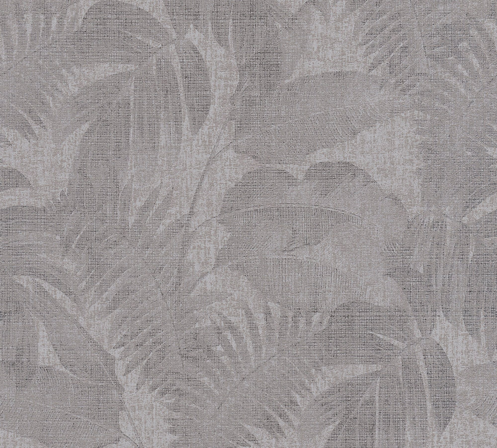 living walls Vliestapete Relax grau Palmenblättern, Cosy strukturiert, Walls floral, & Tapete New Palmentapete mit Dschungel