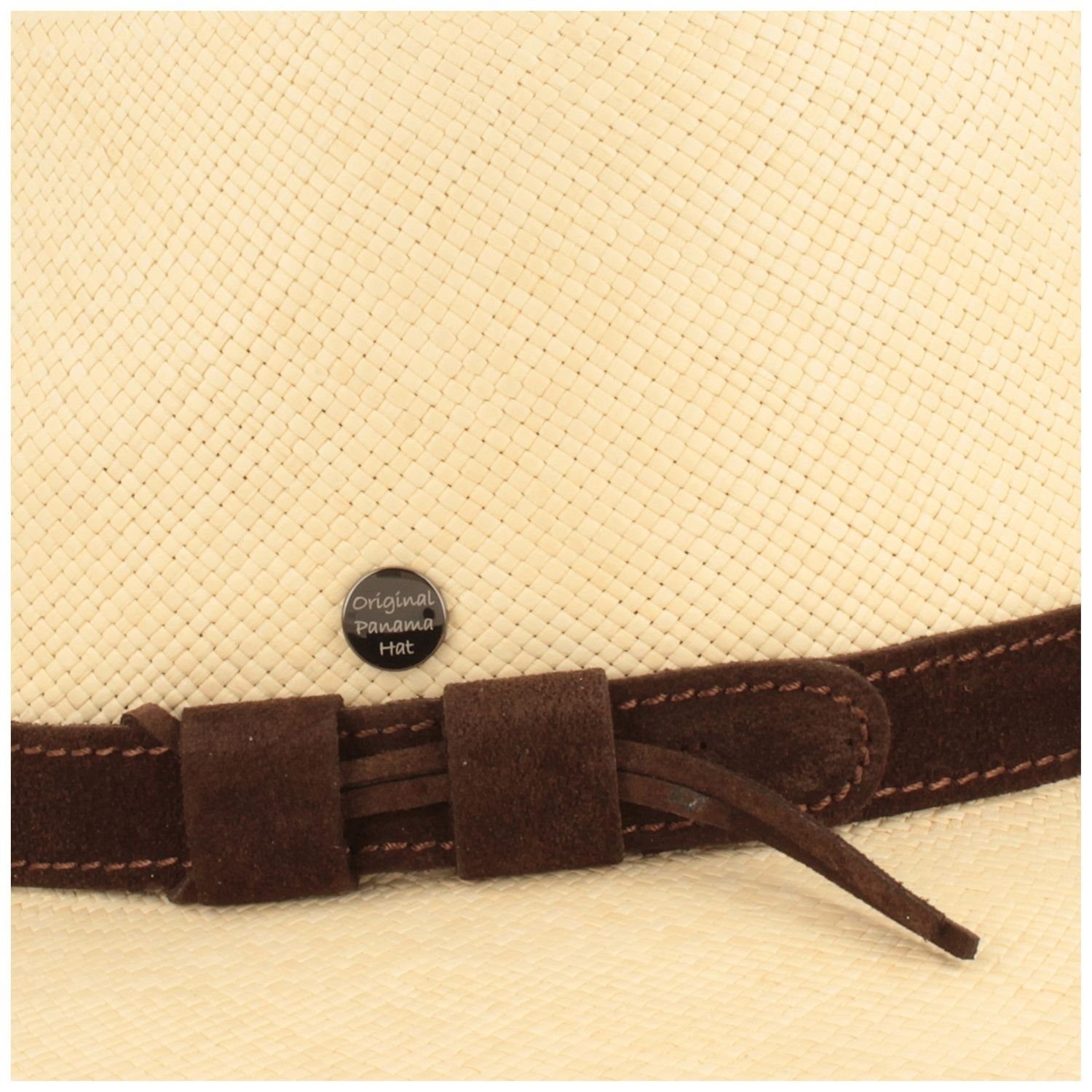 Breiter Strohhut Breiter Panama-Hut mit Leder-Garnitur & UV-Schutz 50