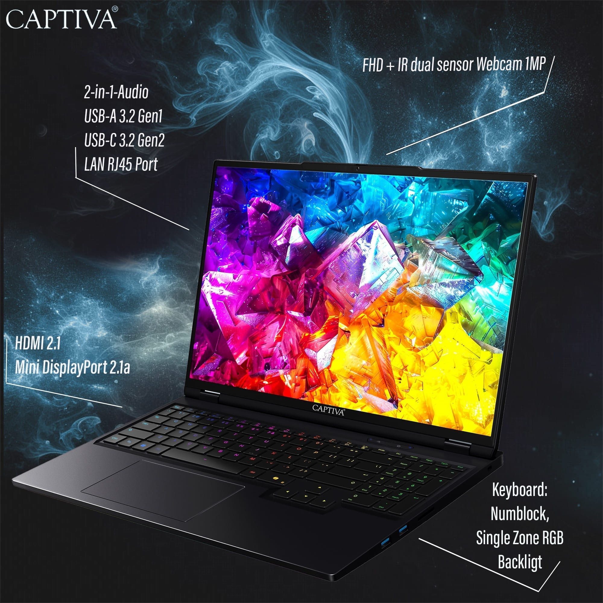 CAPTIVA Ultimate Gaming R92-219 Gaming-Notebook (AMD Ryzen 9 9955HX, 8 GB, 2000 GB SSD)