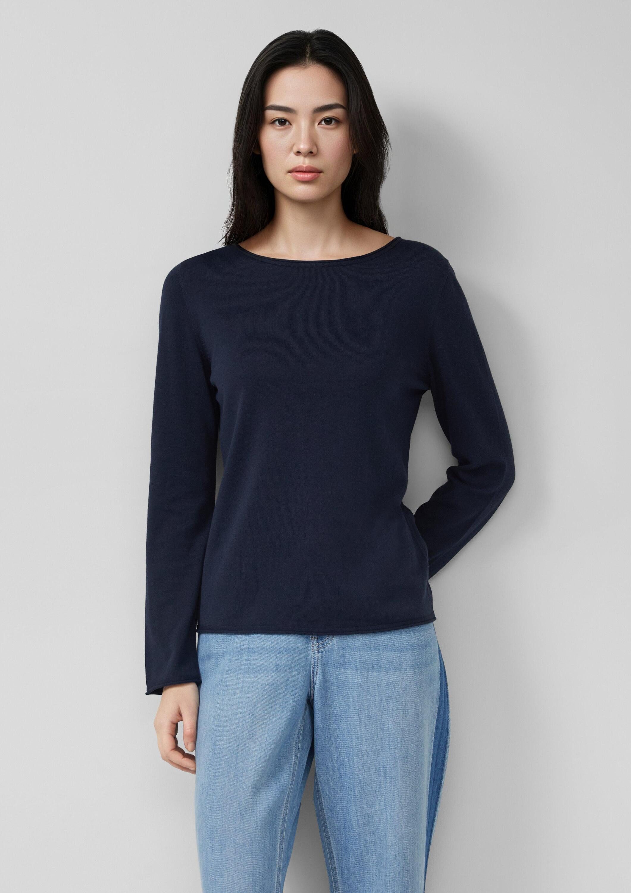 s.Oliver Longpullover Strickpullover Feinstrickpullover mit Rollkanten