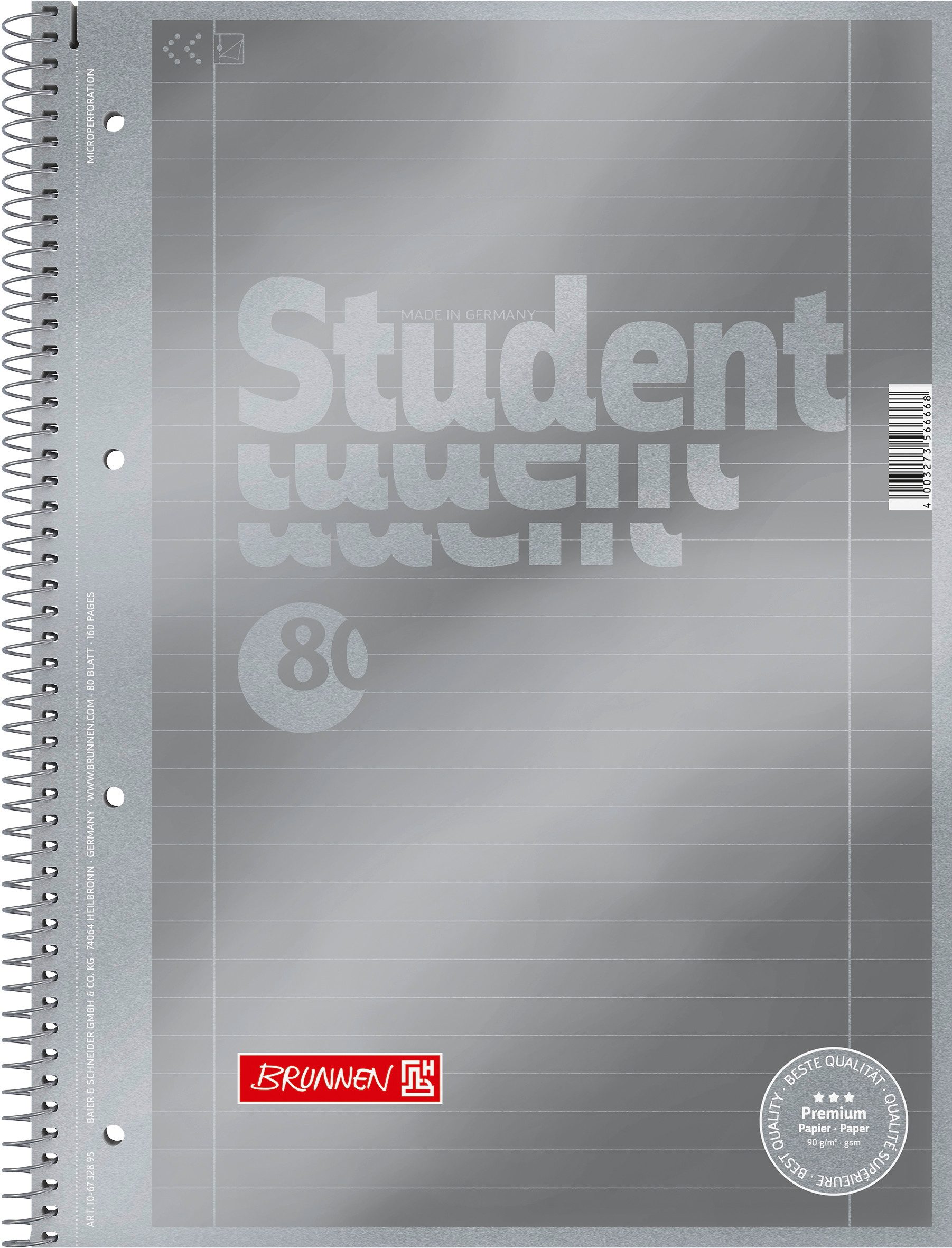 BRUNNEN Collegeblock BRUNNEN 106732795 Collegebl A4 Lin27 90g Metallic