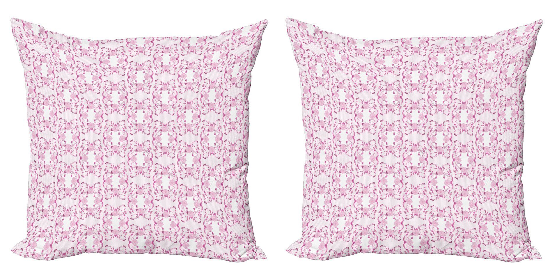 Damast Abakuhaus Blumen Empfindliche Modern Rosa gestreifte Doppelseitiger Stück), Accent Kissenbezüge Digitaldruck, (2
