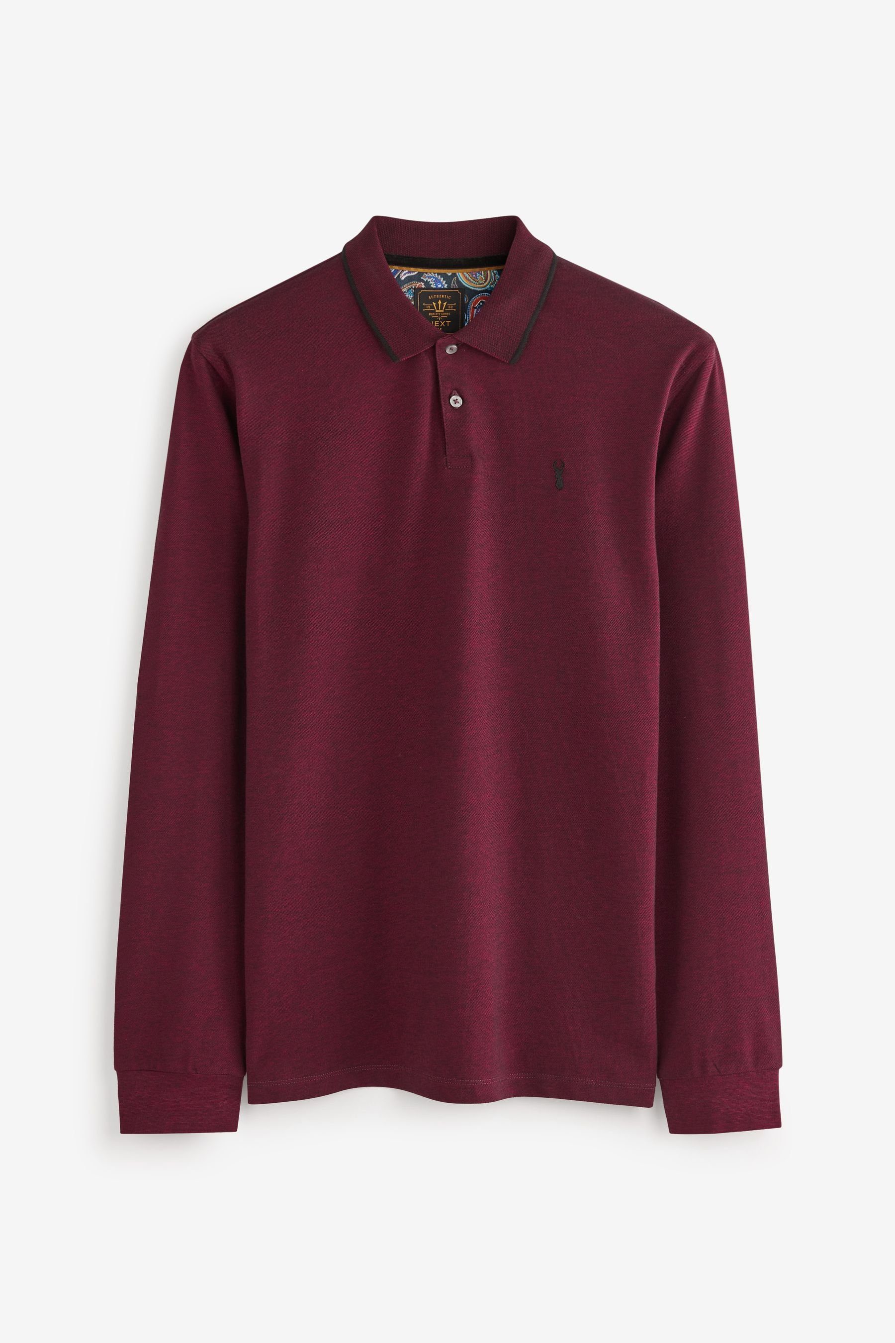 Burgundy Pikee-Poloshirt (1-tlg) Langarm-Poloshirt Oxford Langärmeliges Red Next