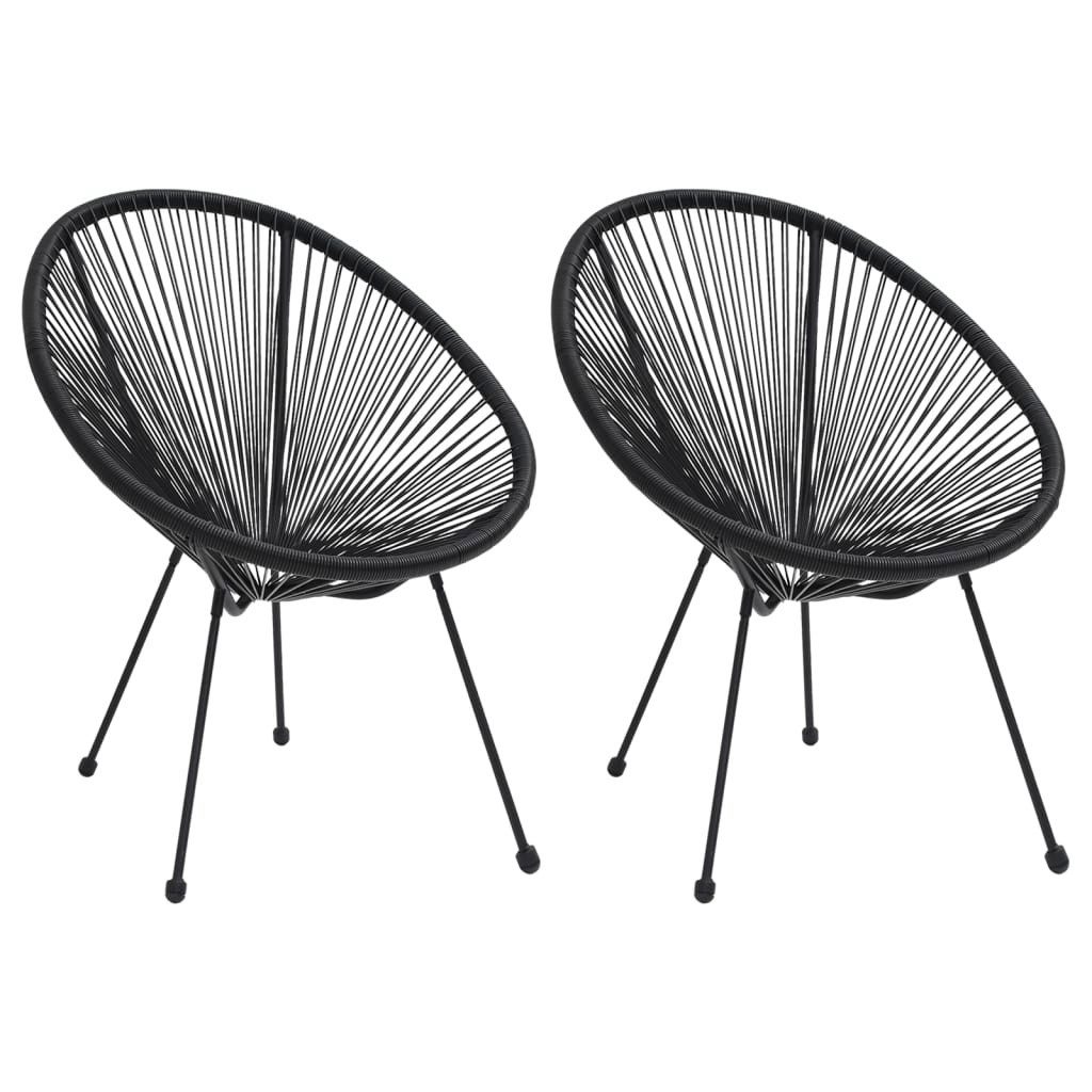 Gartenstuhl Moon-Gartenstühle 2 Stk. Rattan Schwarz