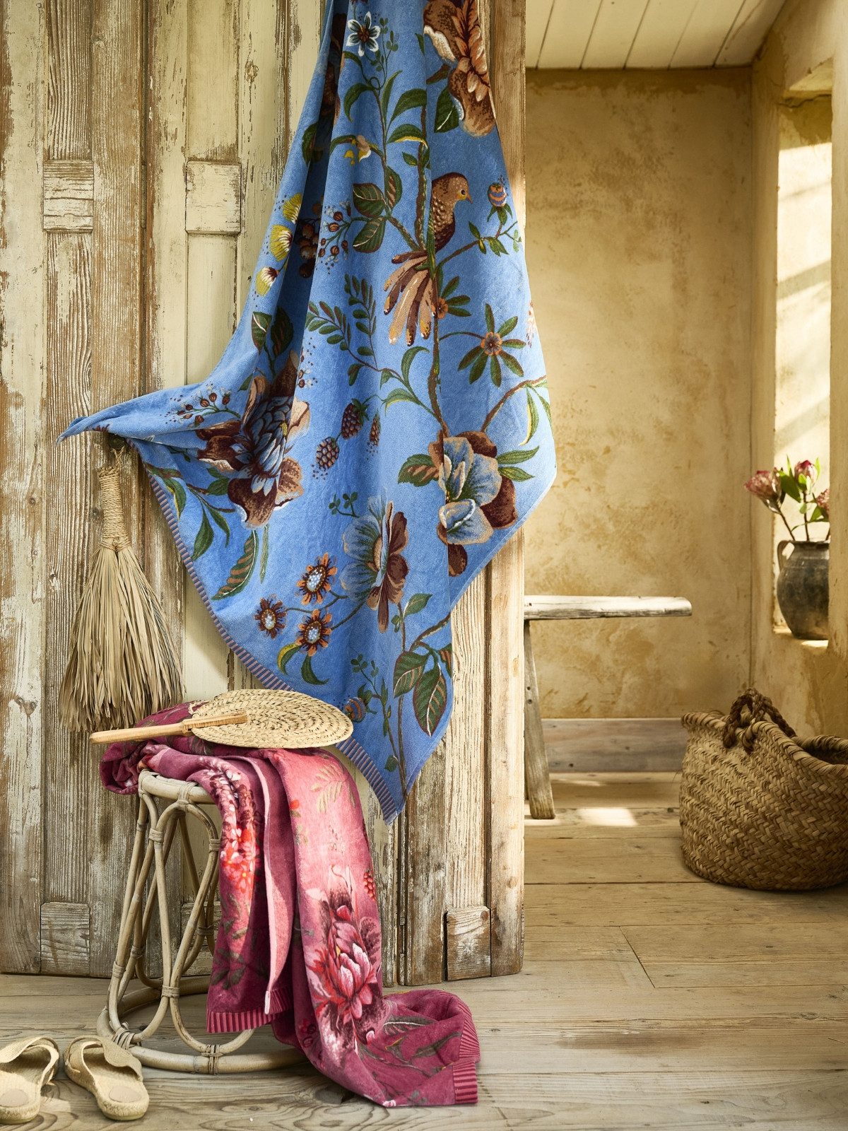 PiP Studio Strandtuch Secret Garden Strandtuch blau 100x180cm (1 Stück), 100% Baumwolle (336381)