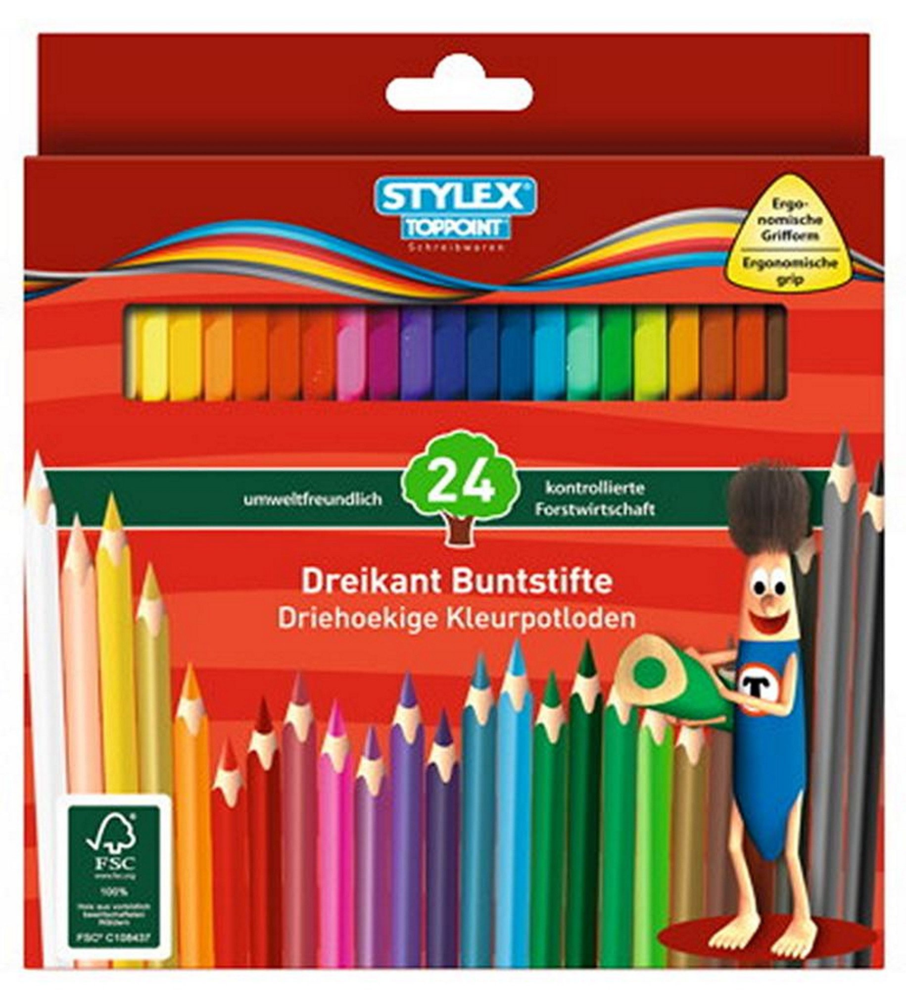 Stylex Schreibwaren Buntstift 72 (3x 24) Dreikant Buntstifte Farbstifte Malstifte