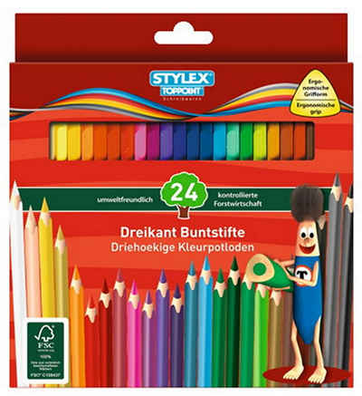 Stylex Schreibwaren Buntstift 24 Dreikant Buntstifte Farbstifte Malstifte
