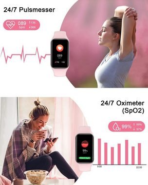 IOWODO IP68 wasserdicht Männer & Frauen's Smartwatch (1,47 Zoll, Android / iOS), Mit Oximeter Blutdruck Herzfrequenzmonitor & Benachrichtigungsfunktion