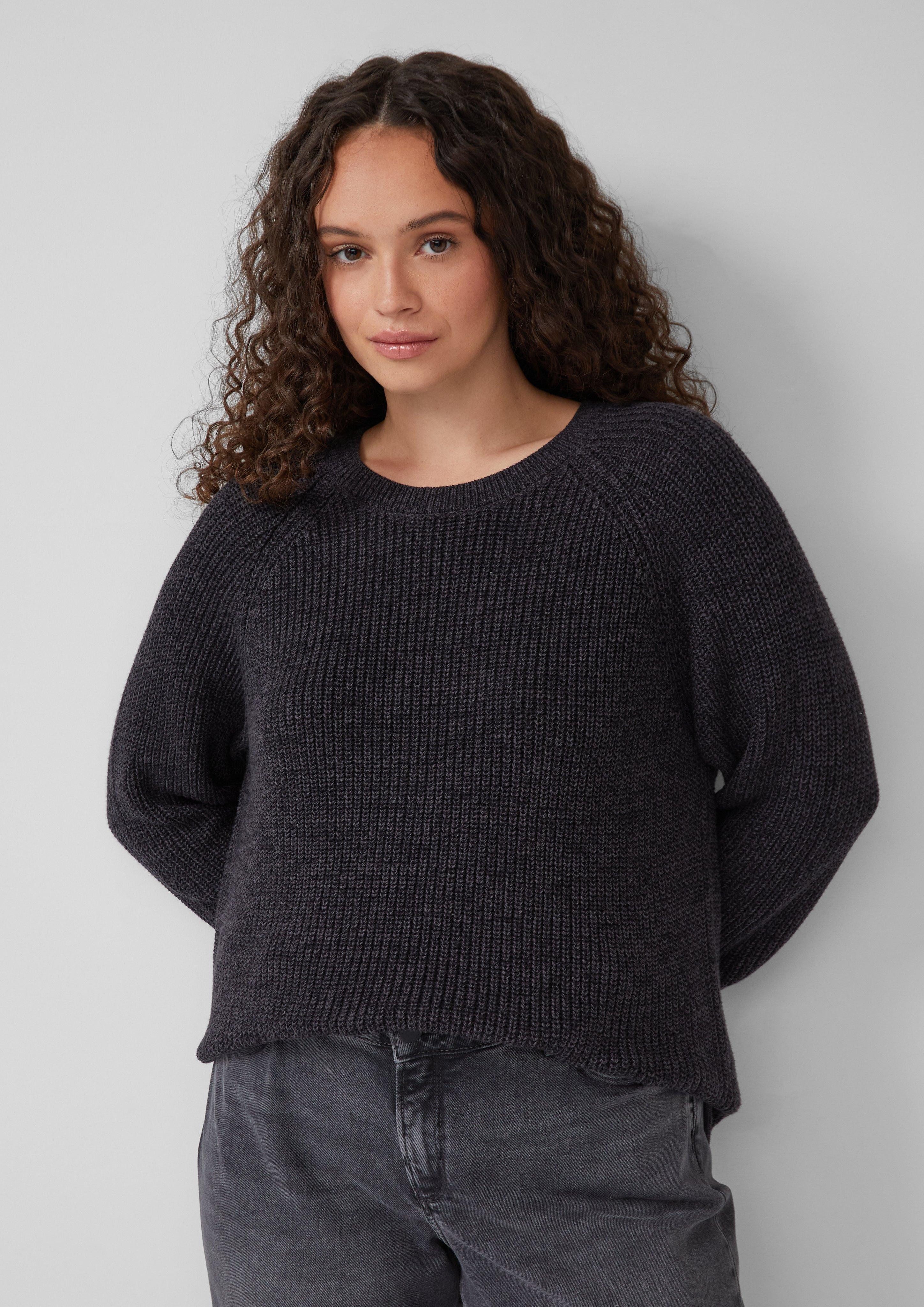 QS Strickpullover Melierter Strickpullover mit Raglanärmeln günstig online kaufen