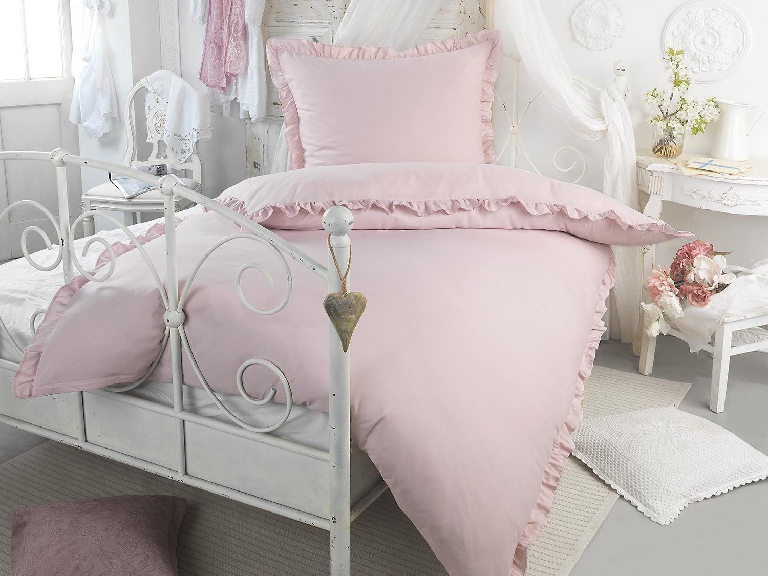 Holiday Heimtex Bettwäsche PURE ROMANTIC, L 135 x B 200 cm, Rose, Polyester günstig online kaufen
