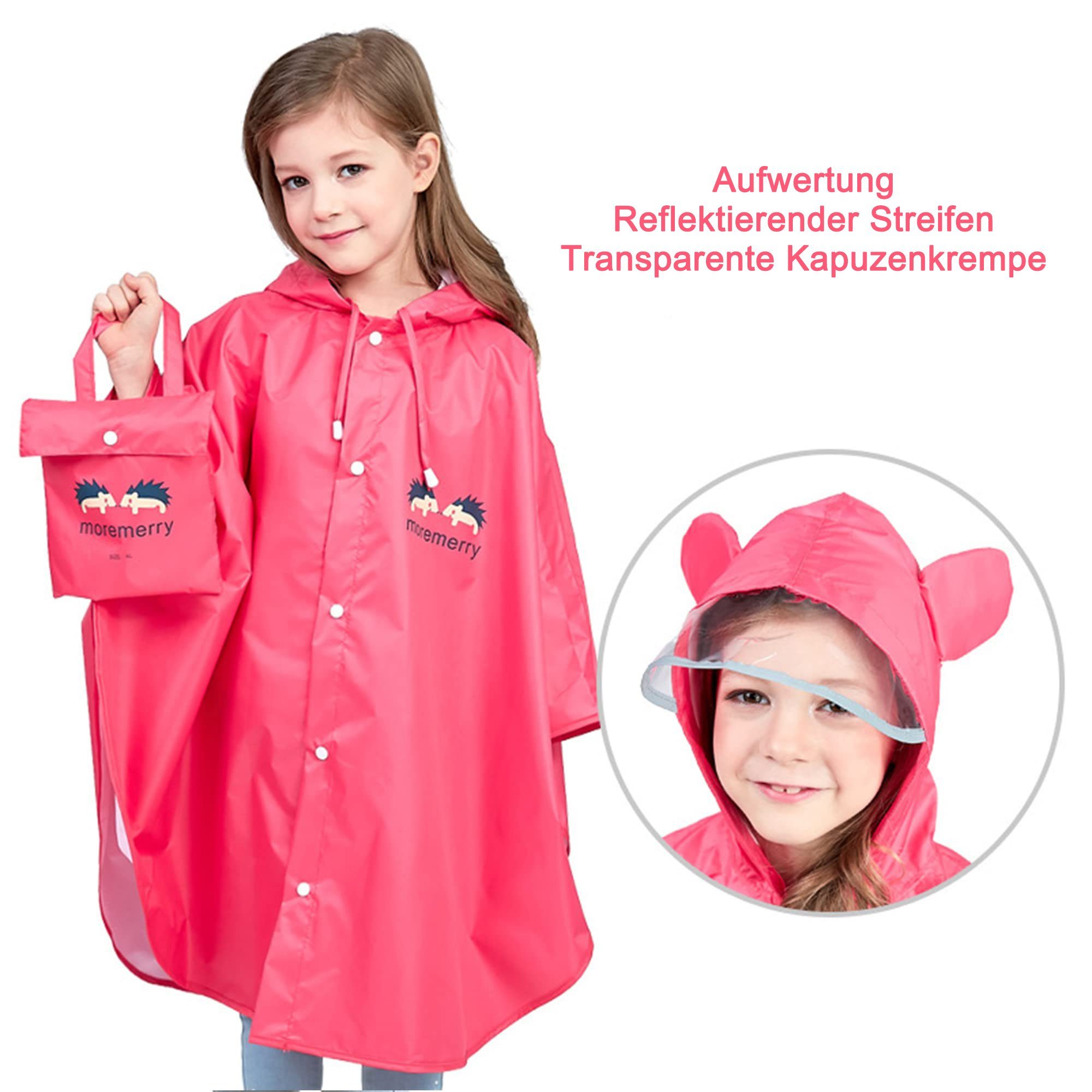 GelldG Regenmantel Kinder rot(M) Regencape tragbare Regenfest, Regenponcho Regenmantel Faltbare