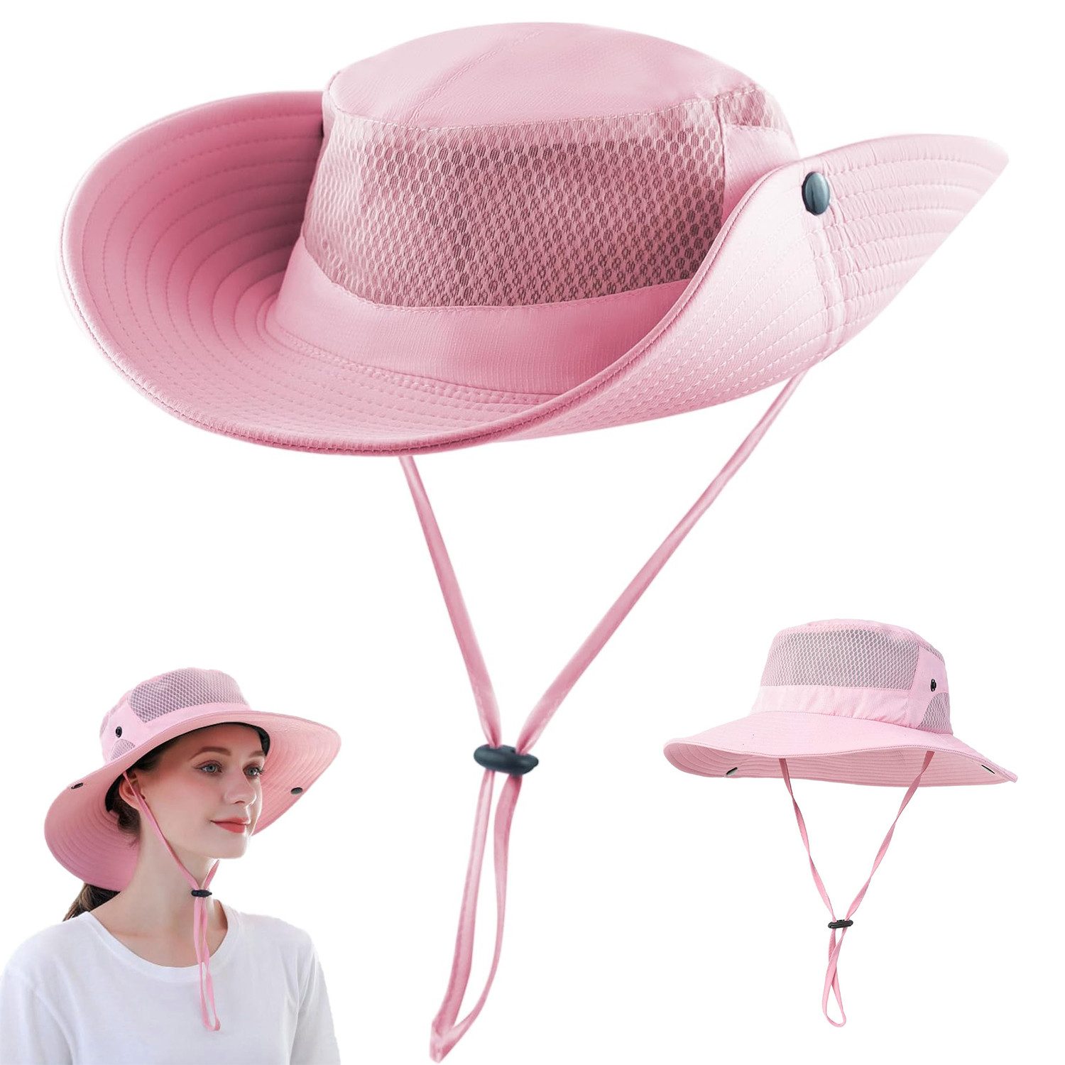 Sonnenhut Fischerhut verstellbar Sonnenhut(55-60cm) UV-beständig rosa