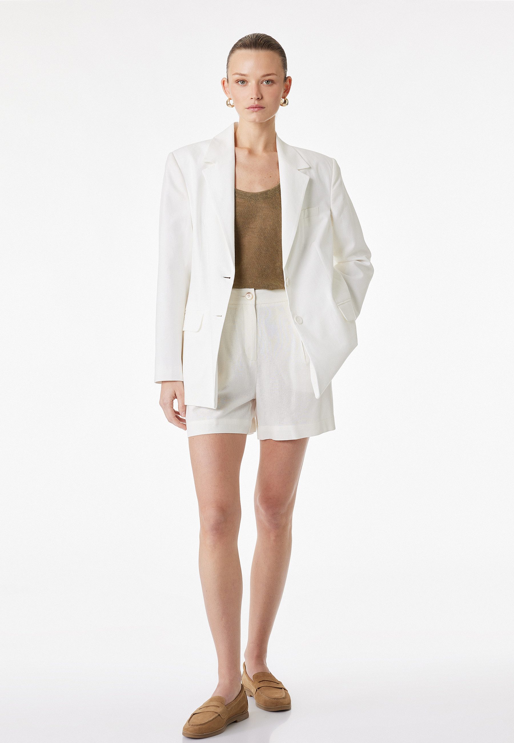 Koton Shorts Koton Leinen-Bermuda Mit Hoher Taille