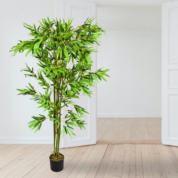 Kunstbambus Bambus-Strauch Kunstpflanze Bambusbaum Künstliche Pflanze 180 cm, Decovego