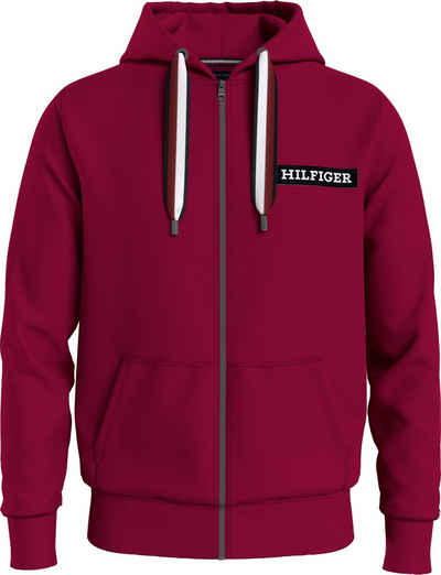 Tommy Hilfiger Kapuzensweatjacke GLOBAL STRIPE HOODED ZIP THRU mit Logo-Patch auf der Brust