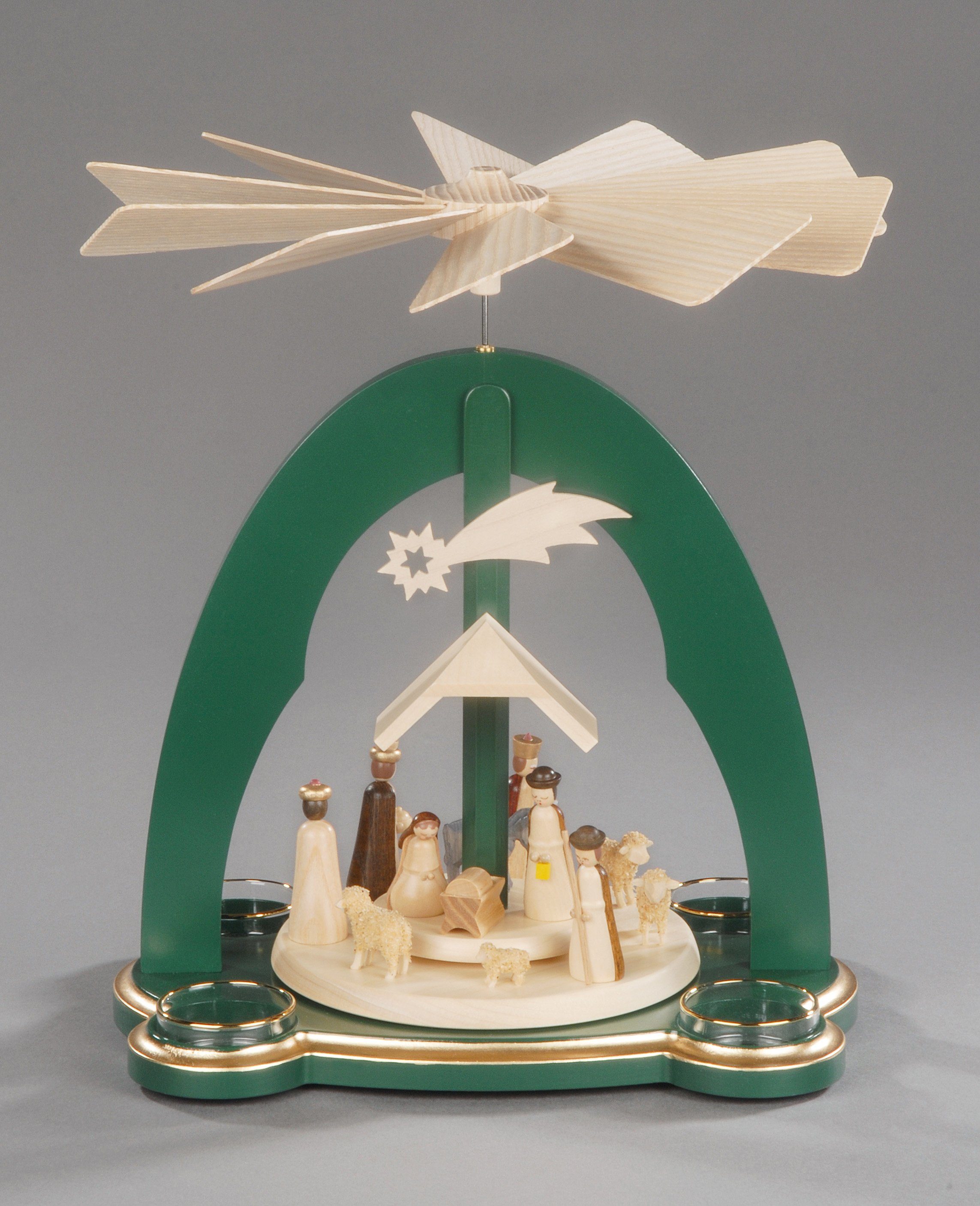 Albin Preissler Weihnachtspyramide Christi Geburt, Handwerkskunst aus dem Erzgebirge, Weihnachtsdeko aus Holz