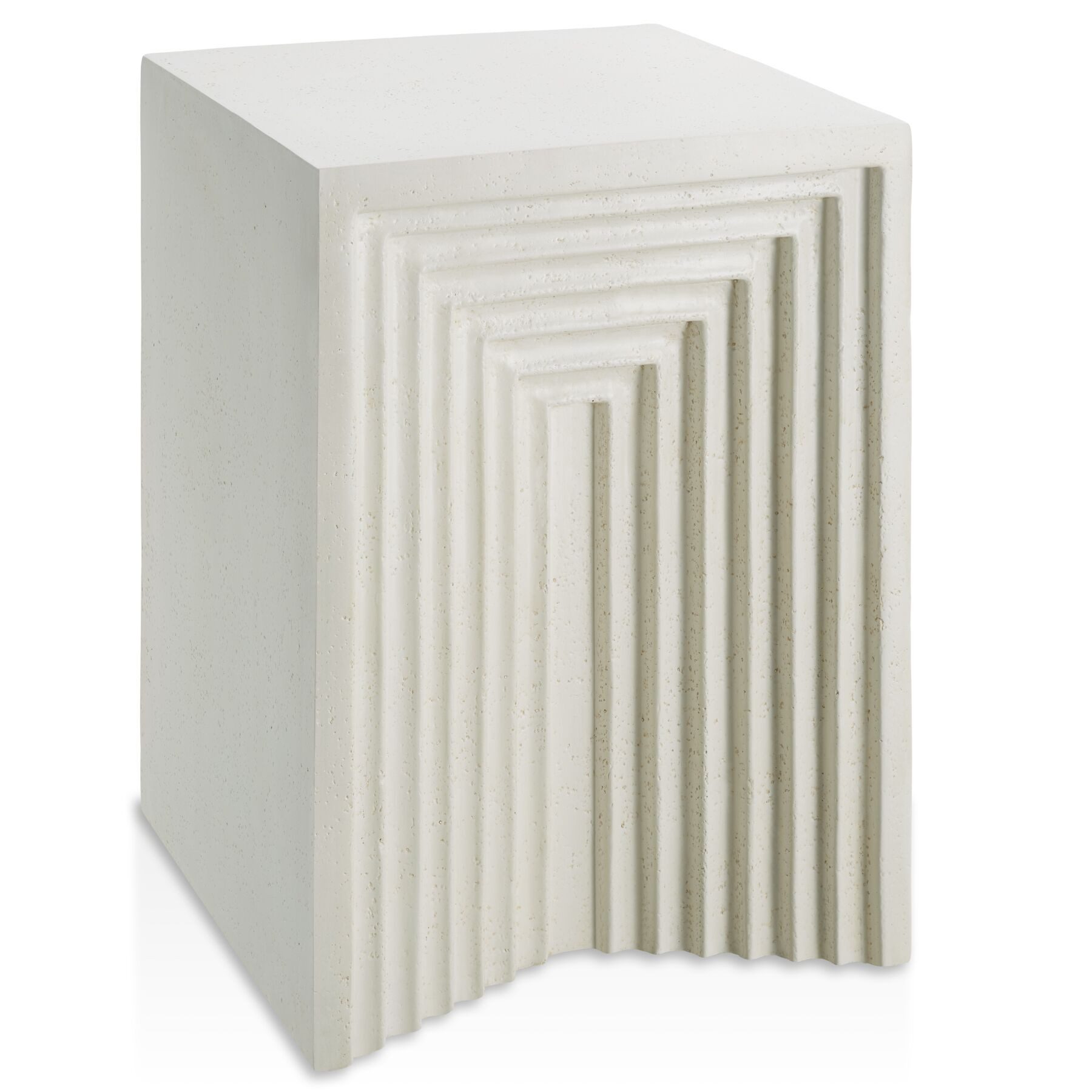 tectake Beistelltisch Ablagetisch wetterfest 38x38x51cm aus Magnesiumoxid, Reliefstruktur (Gartentisch Aline, 1-St., in Creme), rutschfeste Bodenschoner, keine Montage erforderlich