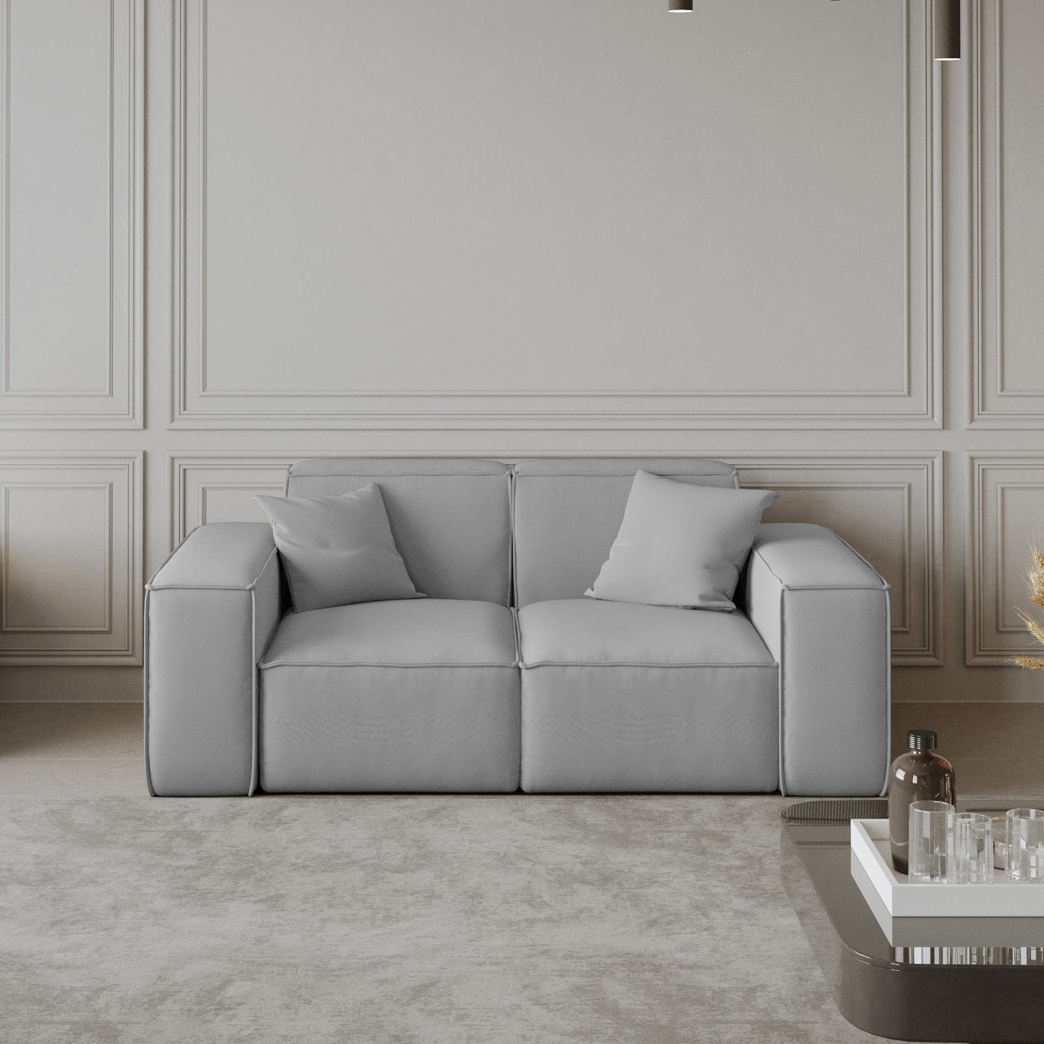 Beautysofa Sofa Lugano, 2-Sitzer Sofa inlusive Stil, im Cordstoff modernes Zweisitzer Wellenfedern, aus oder mit Breite Velourstoff, Armlehnen