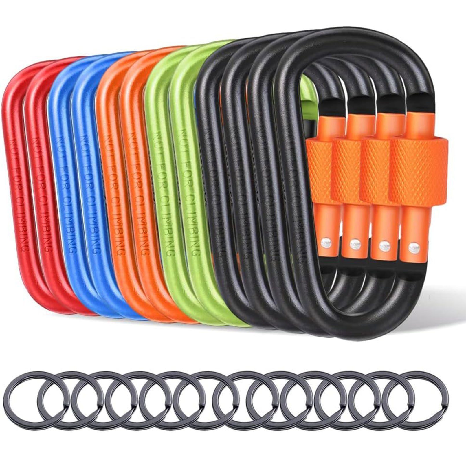 KEAYOO Karabiner Schlüsselanhänger, (6 Aluminium-D-Ring Karabiner-Clips St), Bunt