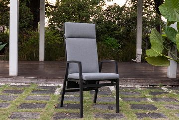 Gardissimo Gartenstuhl 4 er Set Vigo Lounge Stuhl Dining Alu Move Stapelstuhl (Spar-Set), verstellbare Rückenlehne wetterfest stapelbar 120 kg Tragkraft