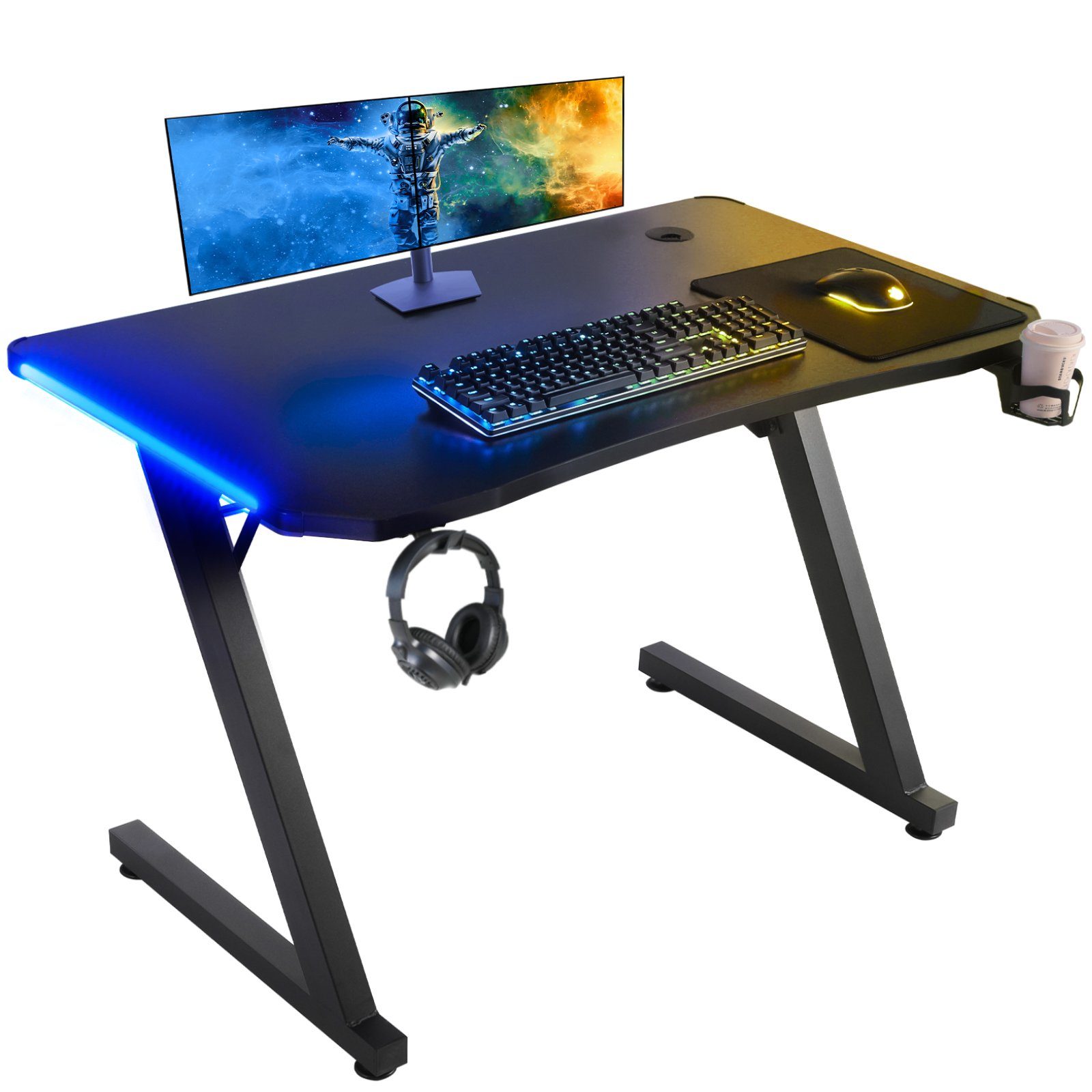 Femor Gamingtisch, Gaming Schreibtisch mit Fernbedienung100x60x75cm