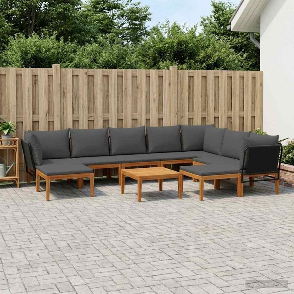 vidaXL Sofaelement 11 stk. Massives nholz & Seil Natur (11 St)