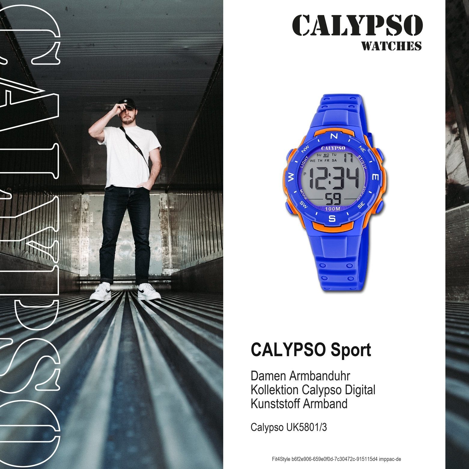 CALYPSO WATCHES Digitaluhr Calypso Unisex 35mm) Sport Sport-Style Digital Damen, Uhr rund, K5801/3, Kunststoffband, mittel (ca. Herrenuhr