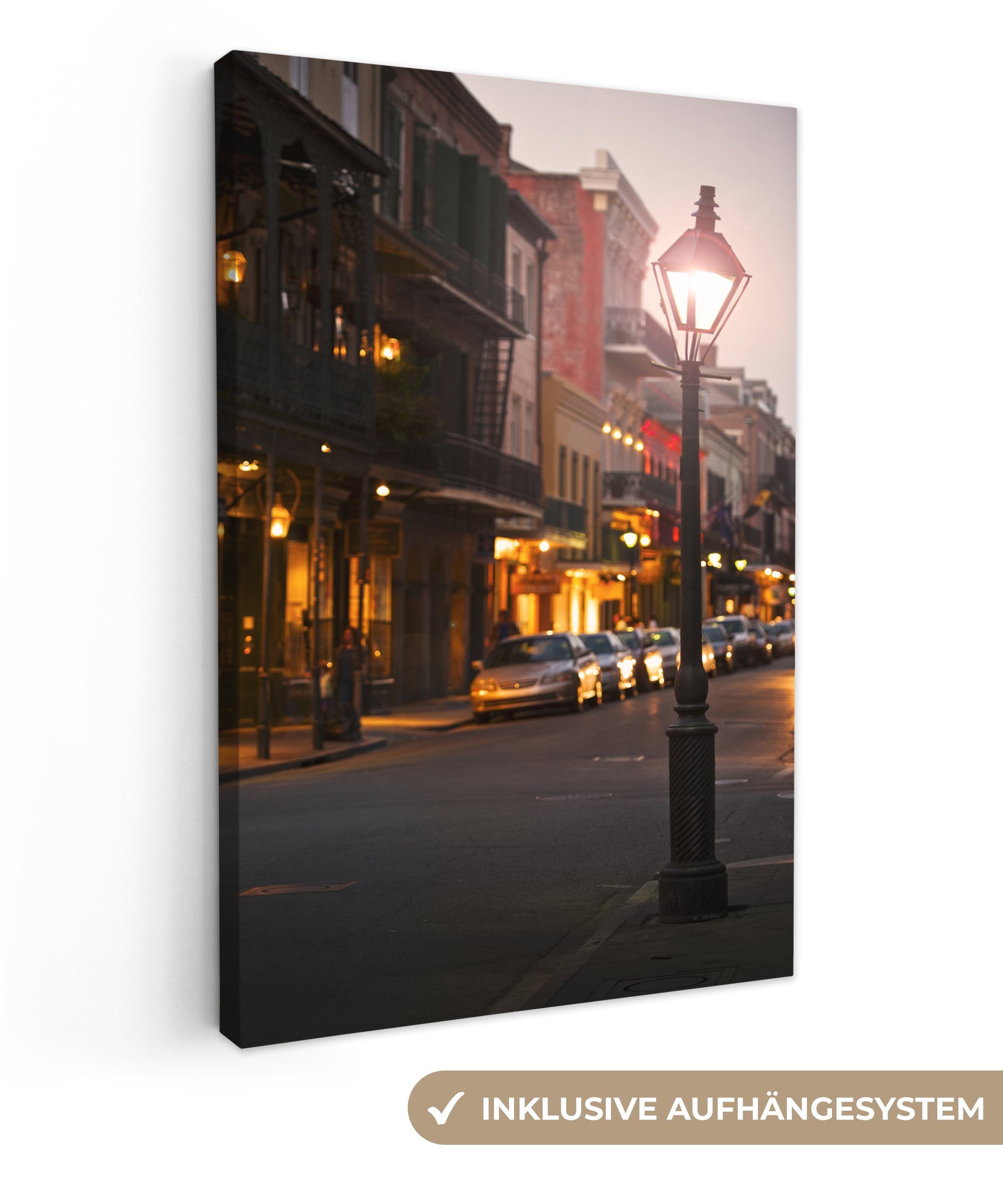 OneMillionCanvasses® Leinwandbild Amerika - Auto - New Orleans, (1 St), Leinwandbild fertig bespannt inkl. Zackenaufhänger, Gemälde, 20x30 cm | Leinwandbilder