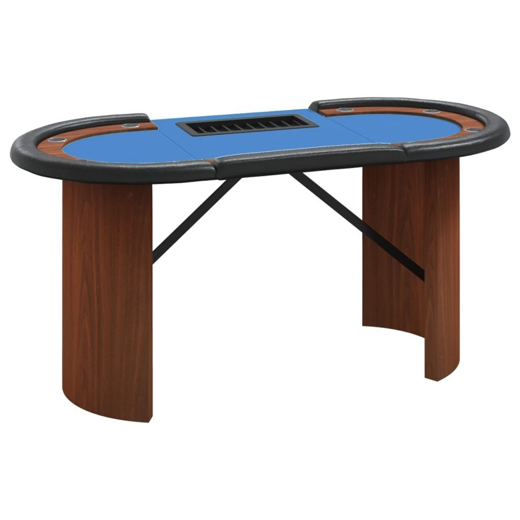 Spieltisch Pokertisch 10 Spieler mit Chipablage Blau 160x80x75 cm